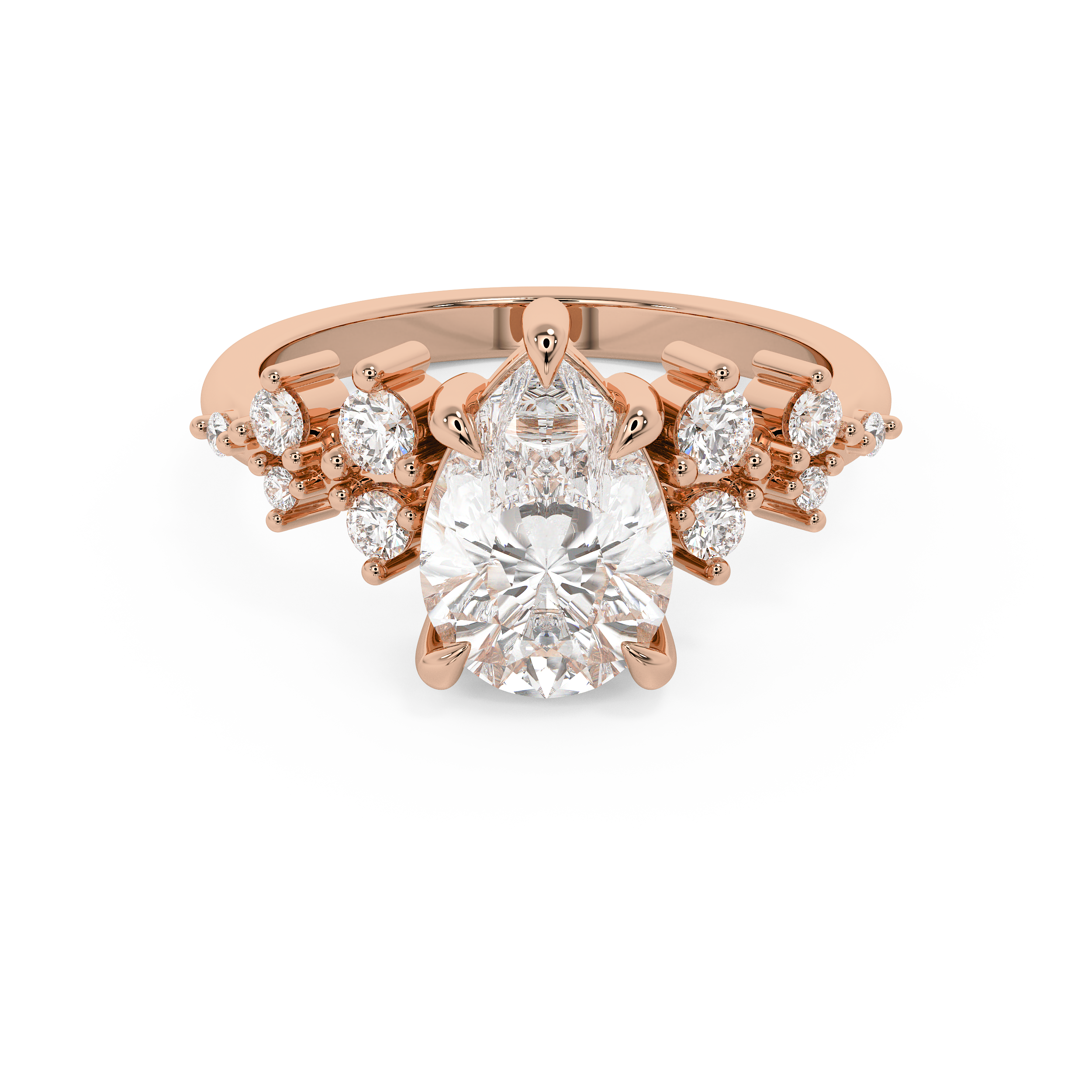 Pear Cluster Lab Grown Diamond Engagement Ring