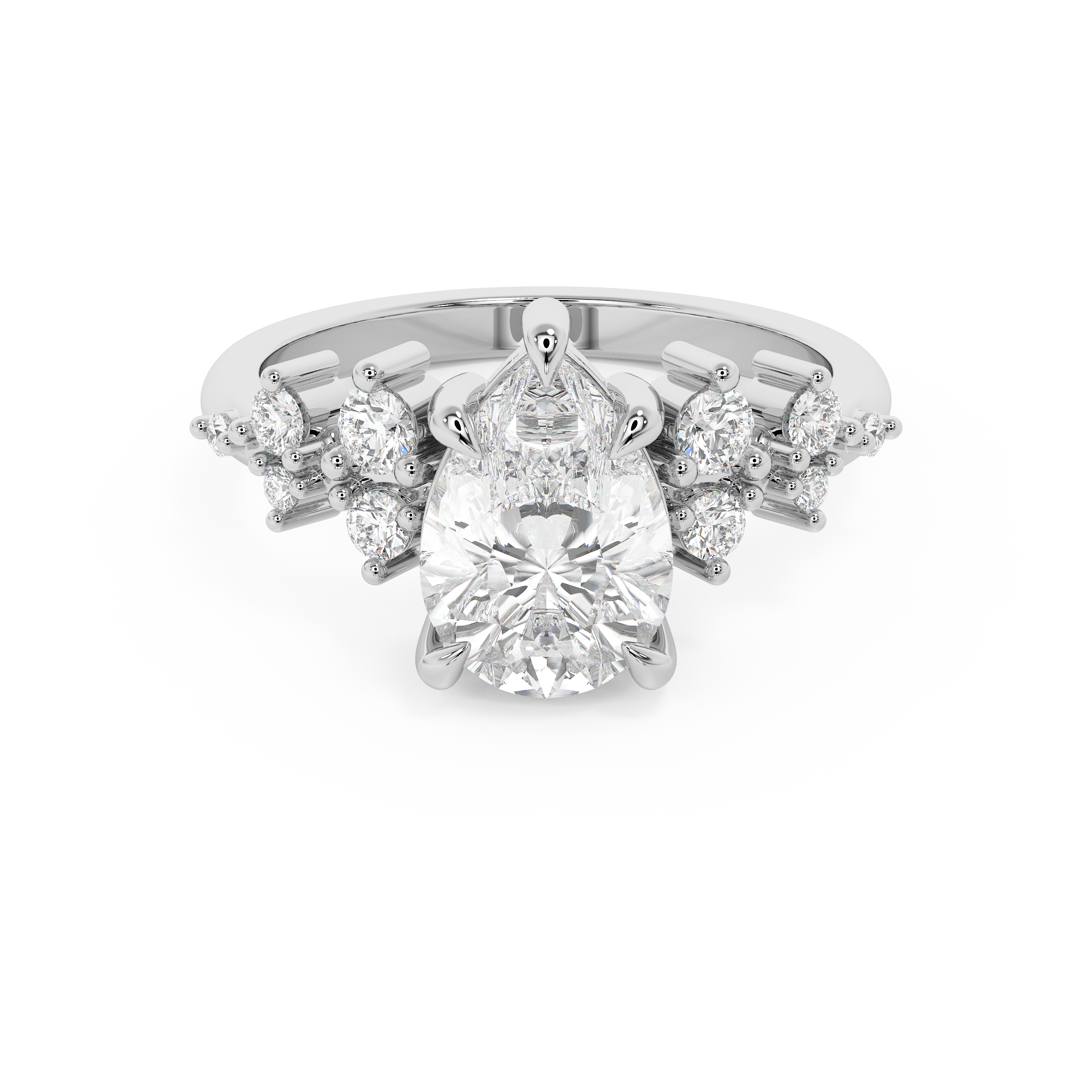 Pear Cluster Lab Grown Diamond Engagement Ring
