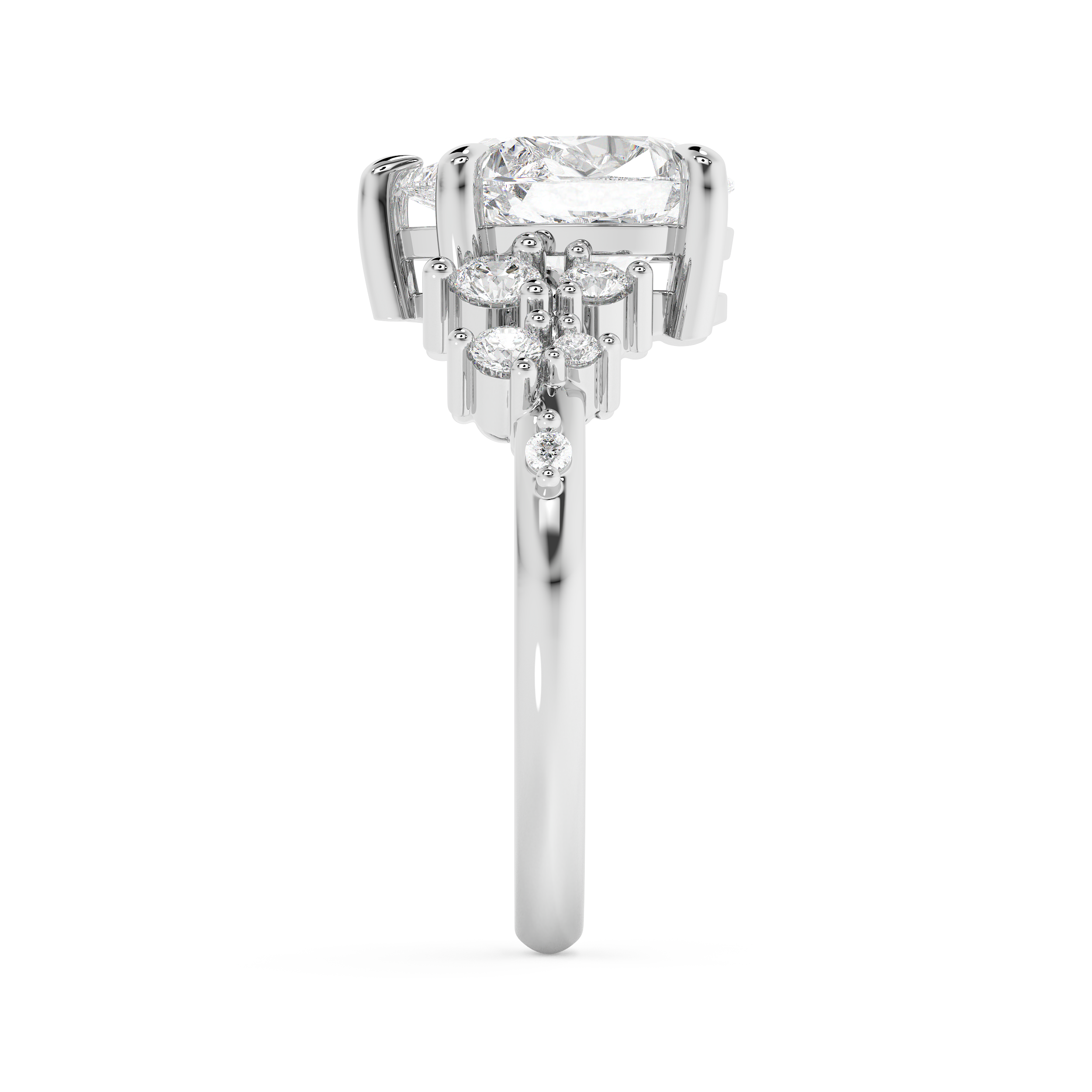 Pear Cluster Lab Grown Diamond Engagement Ring