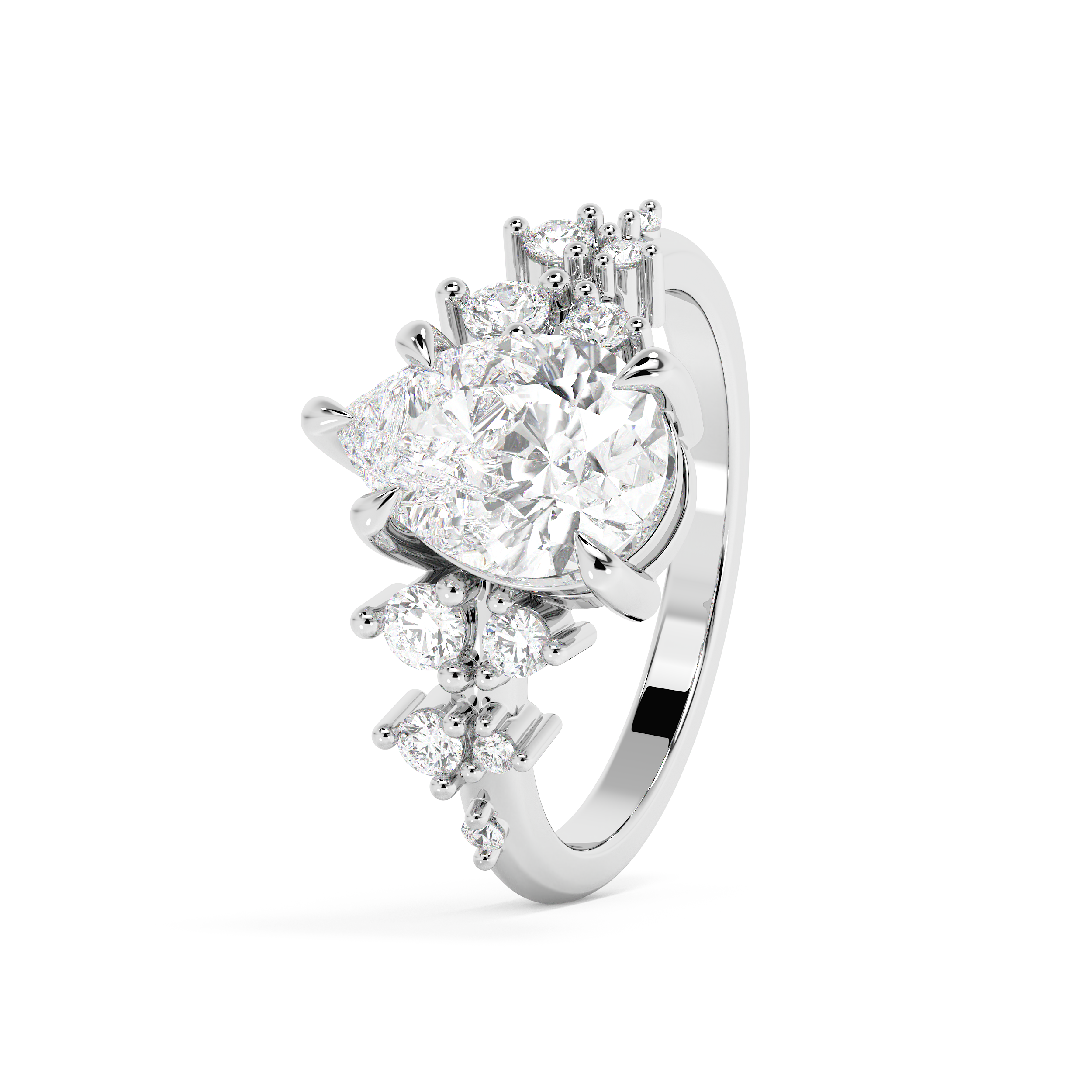 Pear Cluster Lab Grown Diamond Engagement Ring
