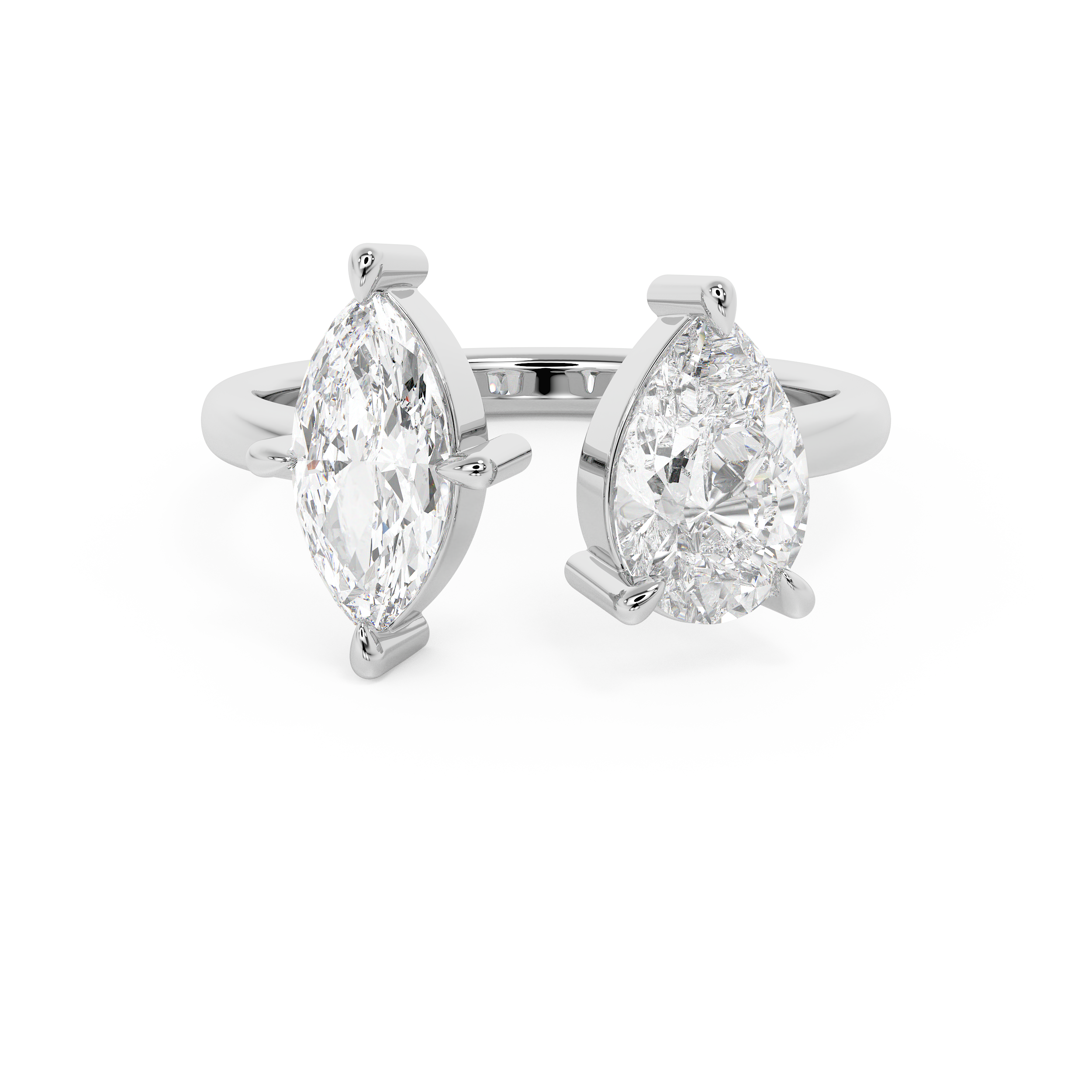 2 TCW Pear & Marquise Toi Et Moi Lab Grown Diamond Engagement Ring