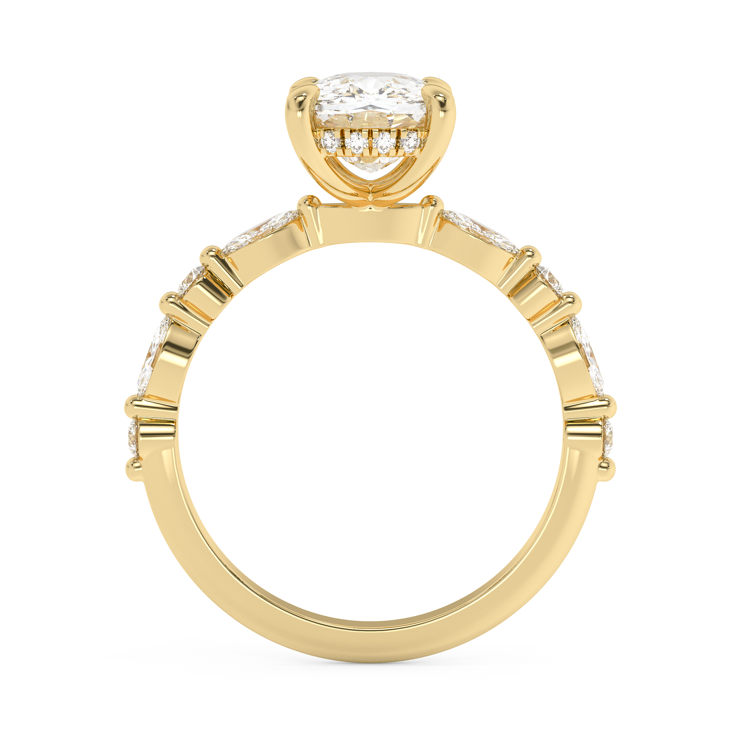 Elongated Cushion Pave Lab Grown Diamond Engagement Ring