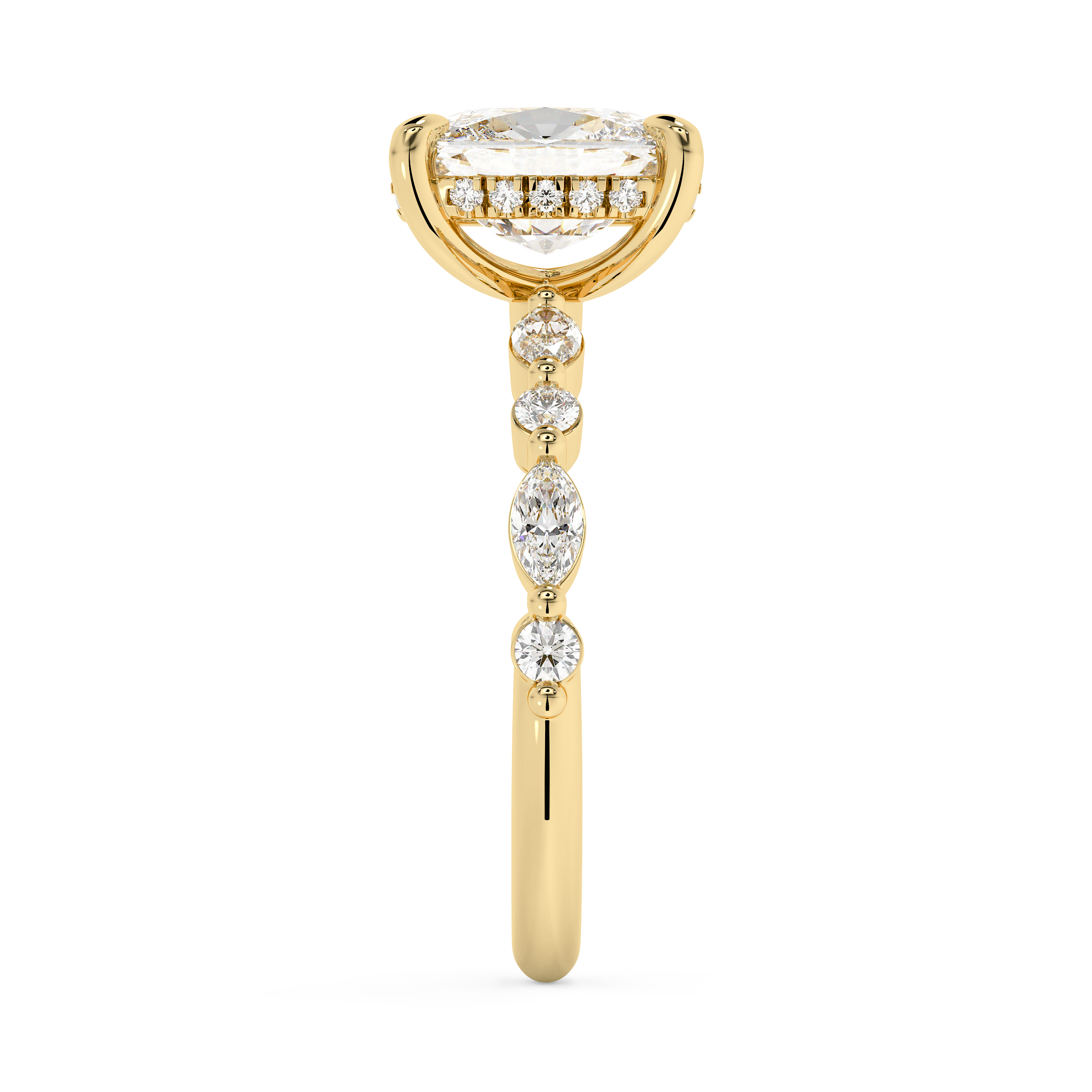Elongated Cushion Pave Lab Grown Diamond Engagement Ring