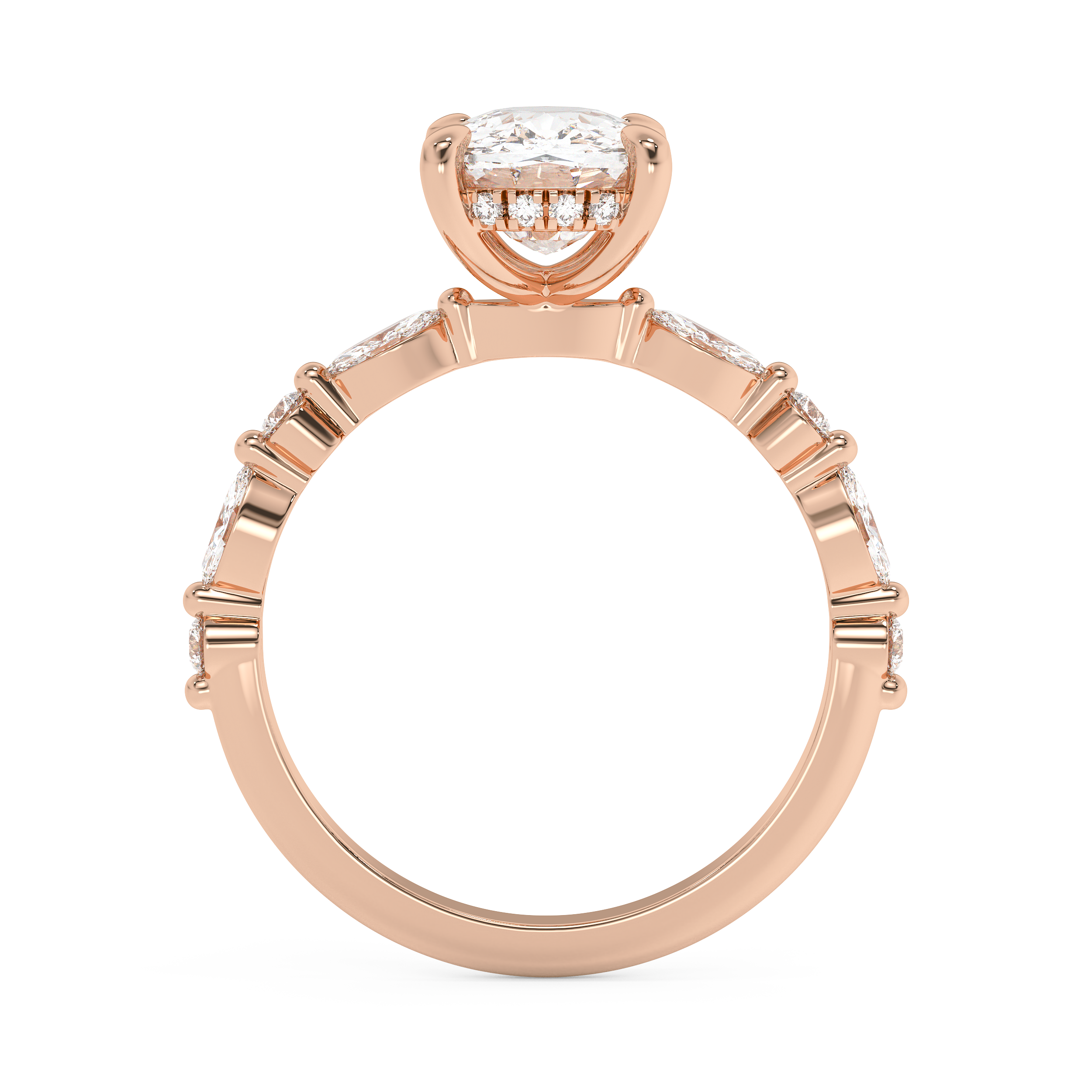 Elongated Cushion Pave Lab Grown Diamond Engagement Ring