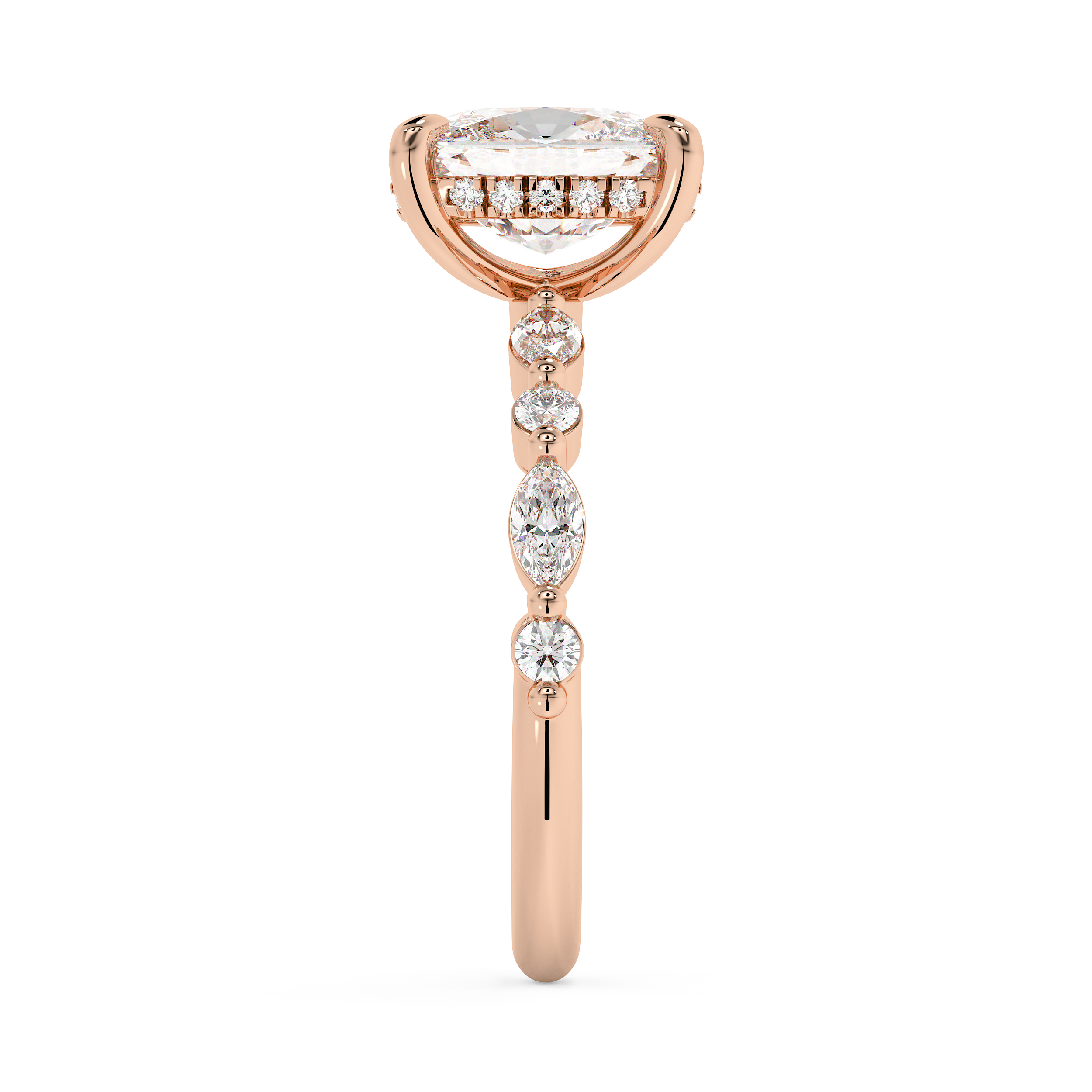 Elongated Cushion Pave Lab Grown Diamond Engagement Ring