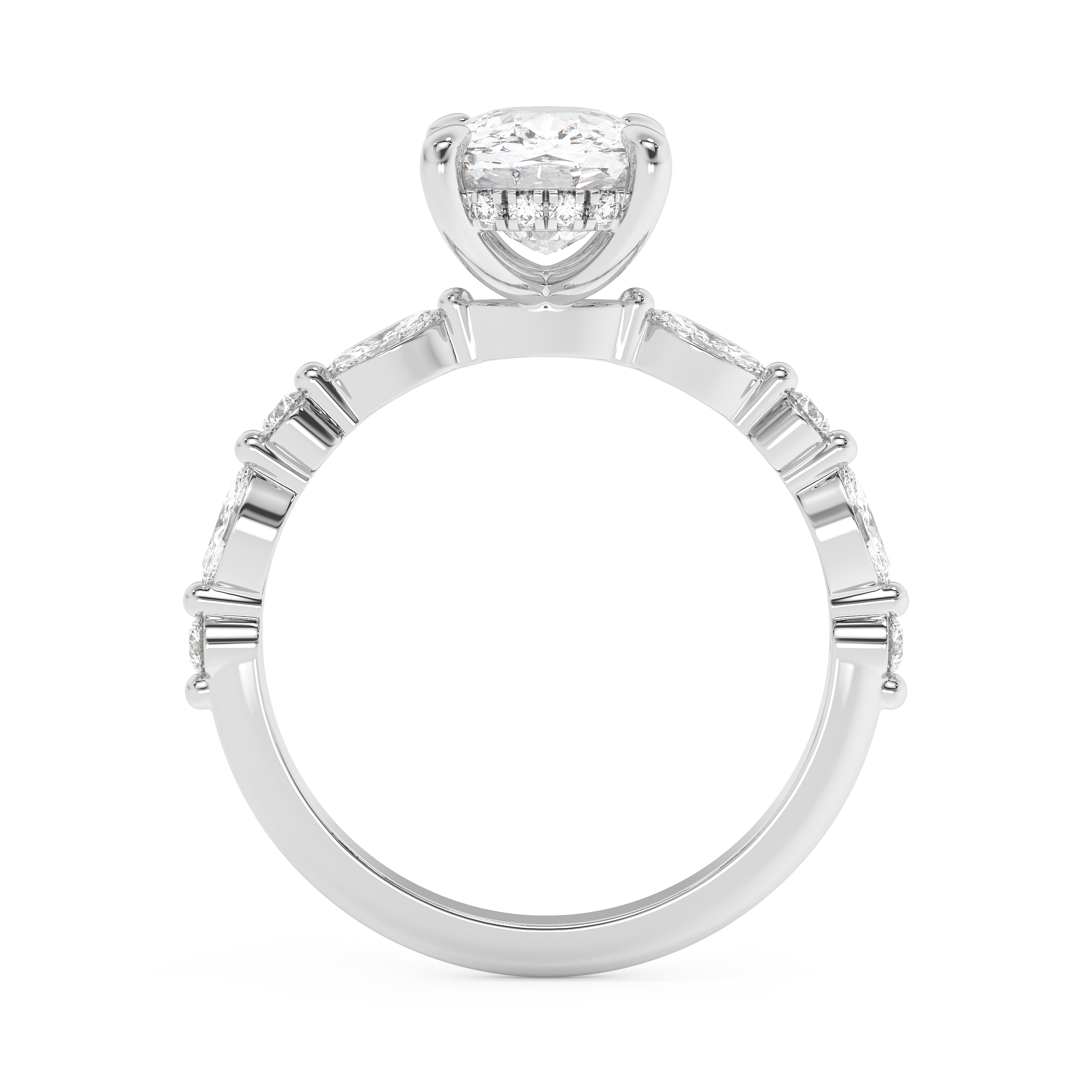 Elongated Cushion Pave Lab Grown Diamond Engagement Ring