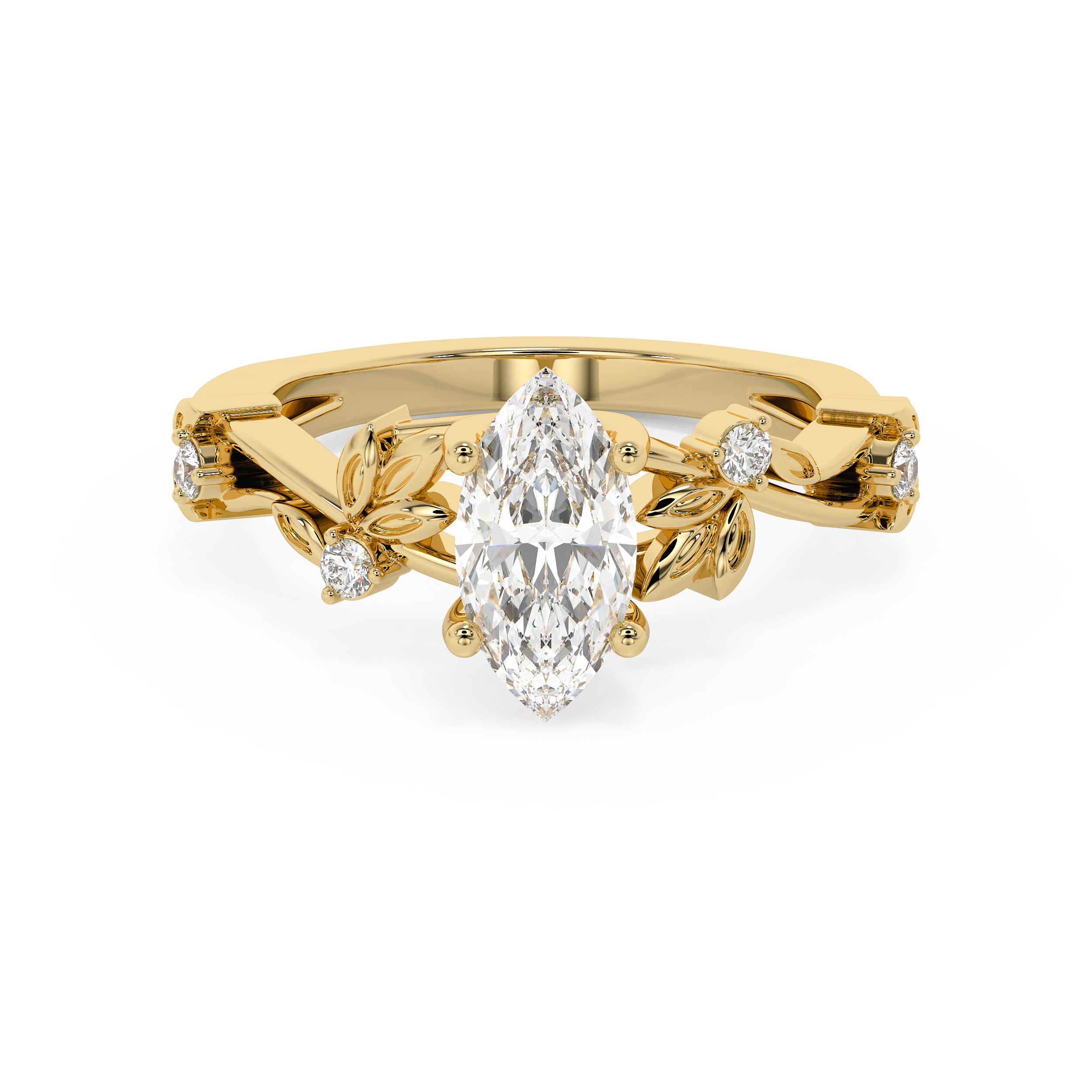 Marquise Nature Inspired Lab Grown Diamond Engagement Ring