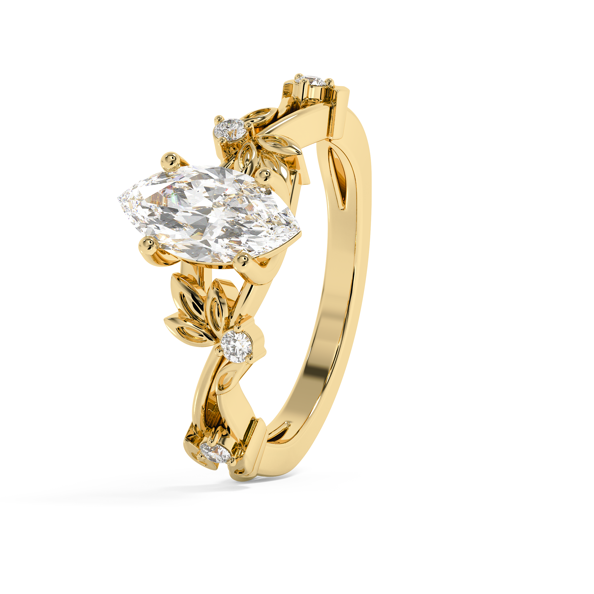 Marquise Nature Inspired Lab Grown Diamond Engagement Ring