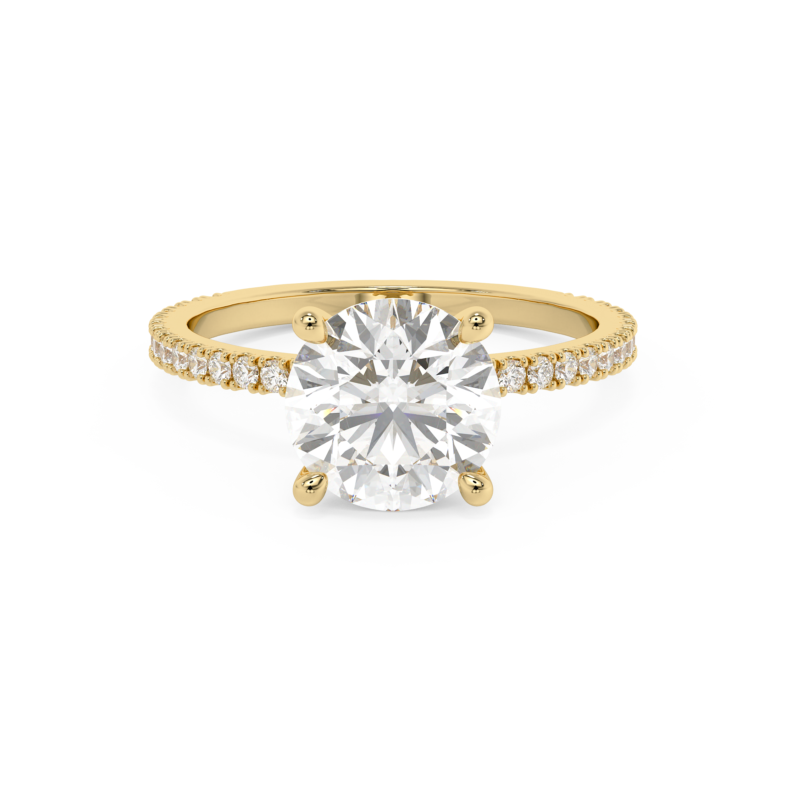 Round Pave Lab Grown Diamond Engagement Ring
