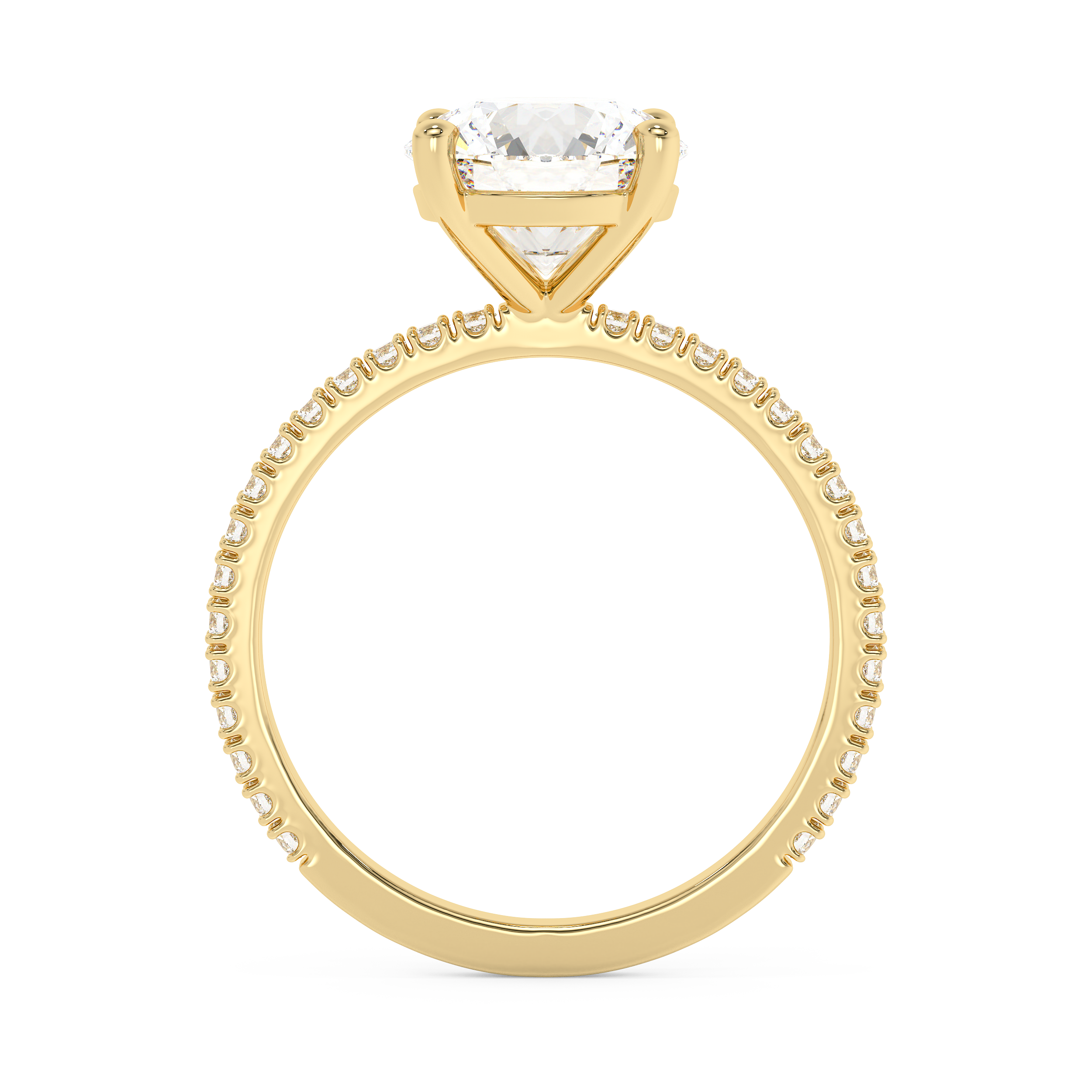 Round Pave Lab Grown Diamond Engagement Ring
