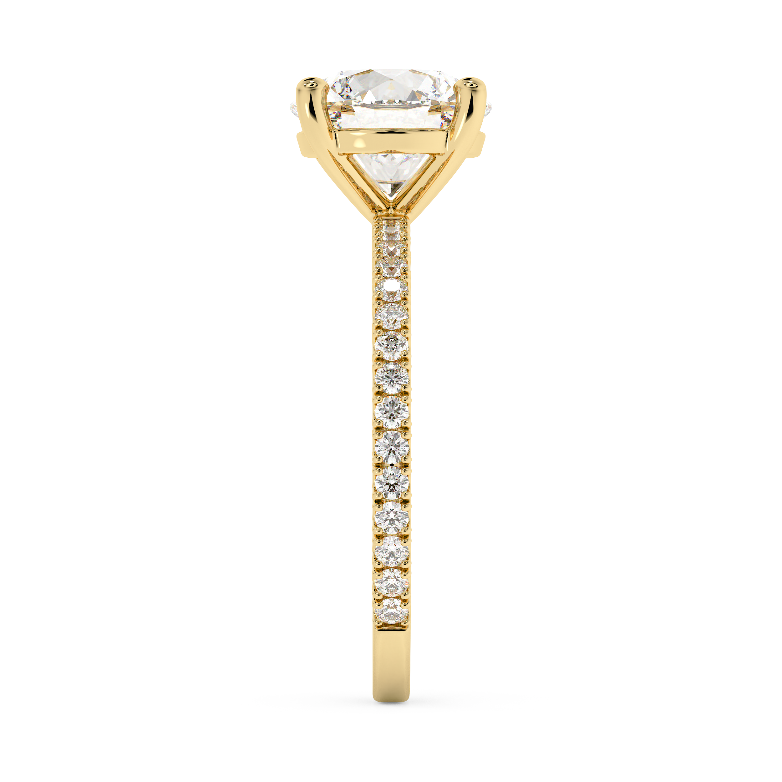 Round Pave Lab Grown Diamond Engagement Ring