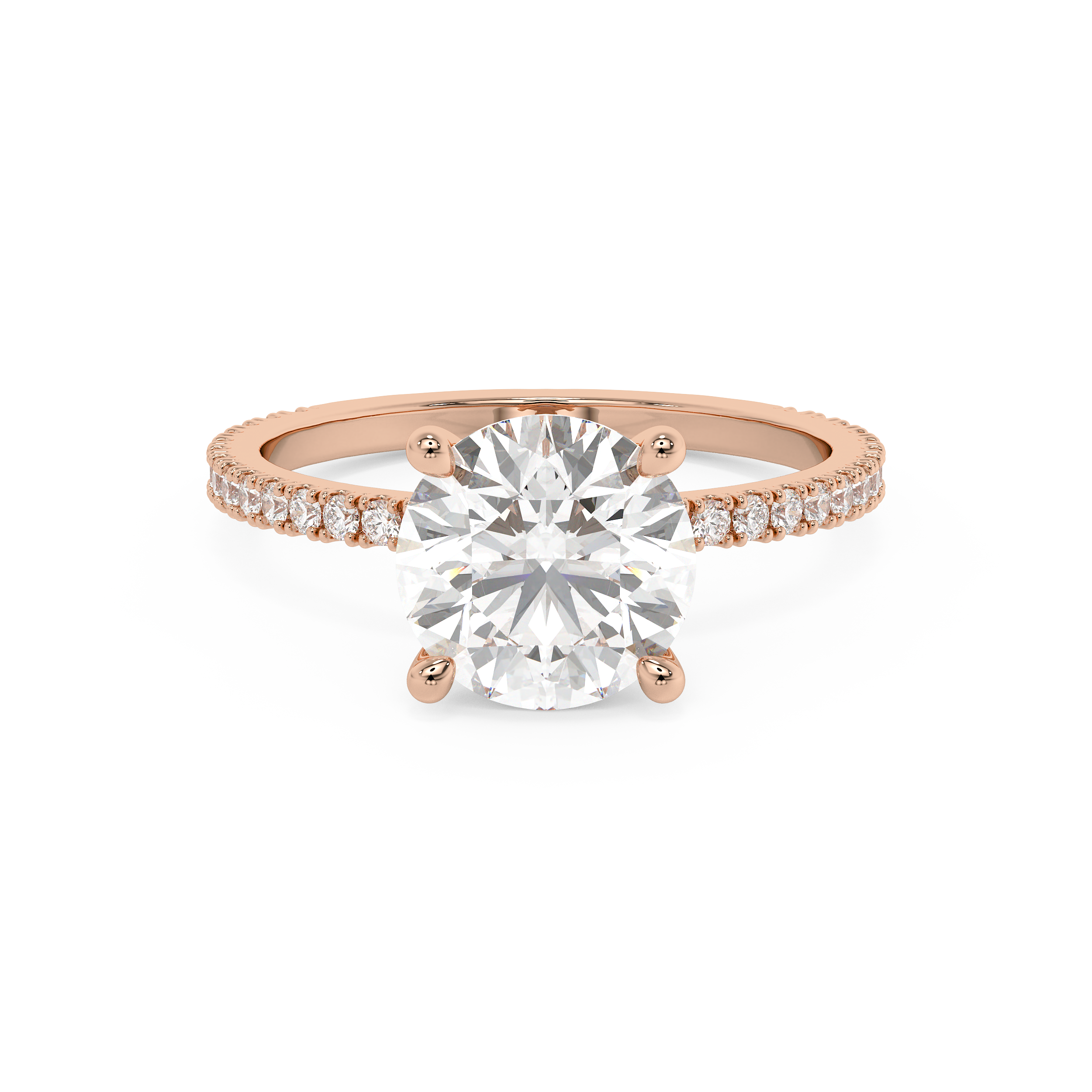 Round Pave Lab Grown Diamond Engagement Ring
