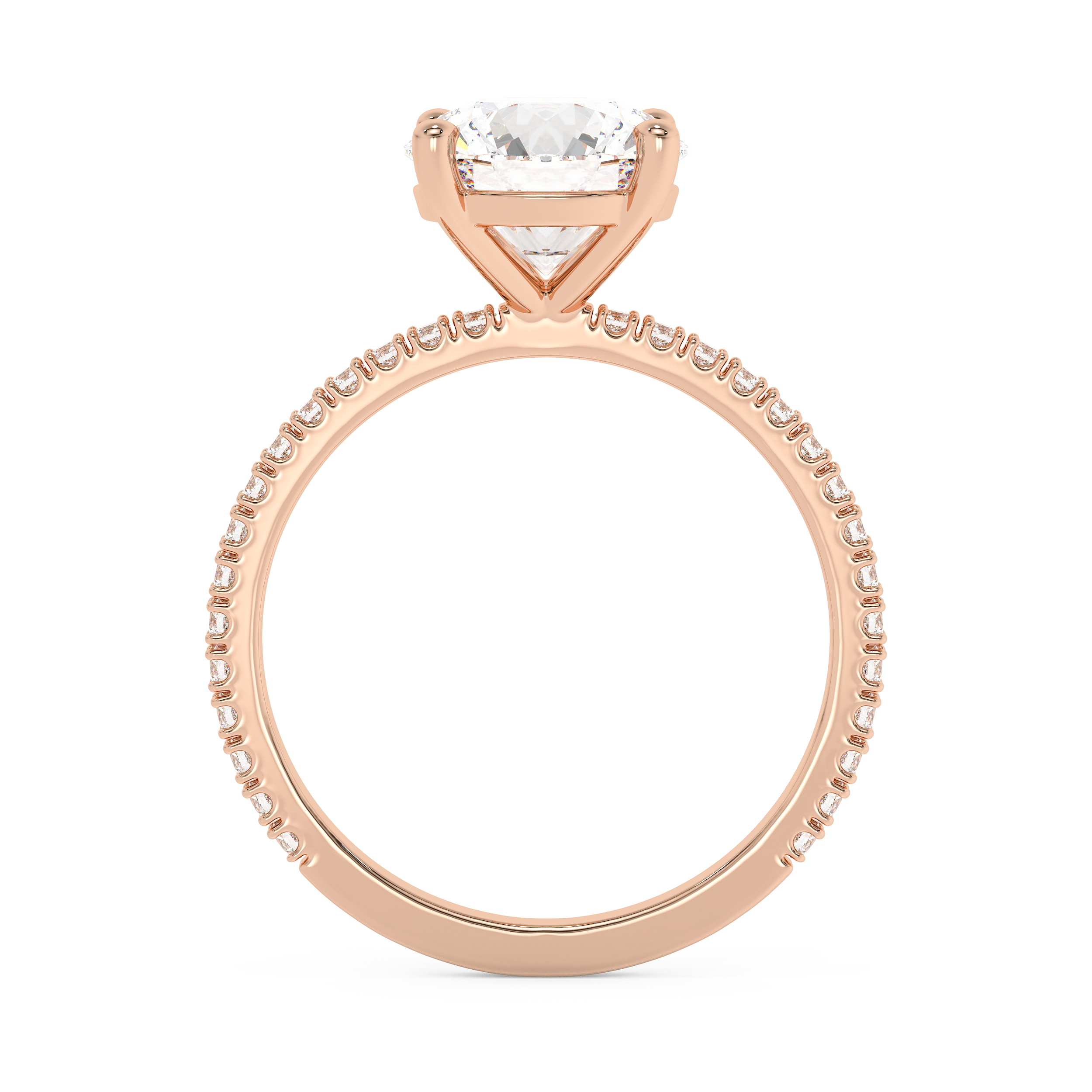 Round Pave Lab Grown Diamond Engagement Ring