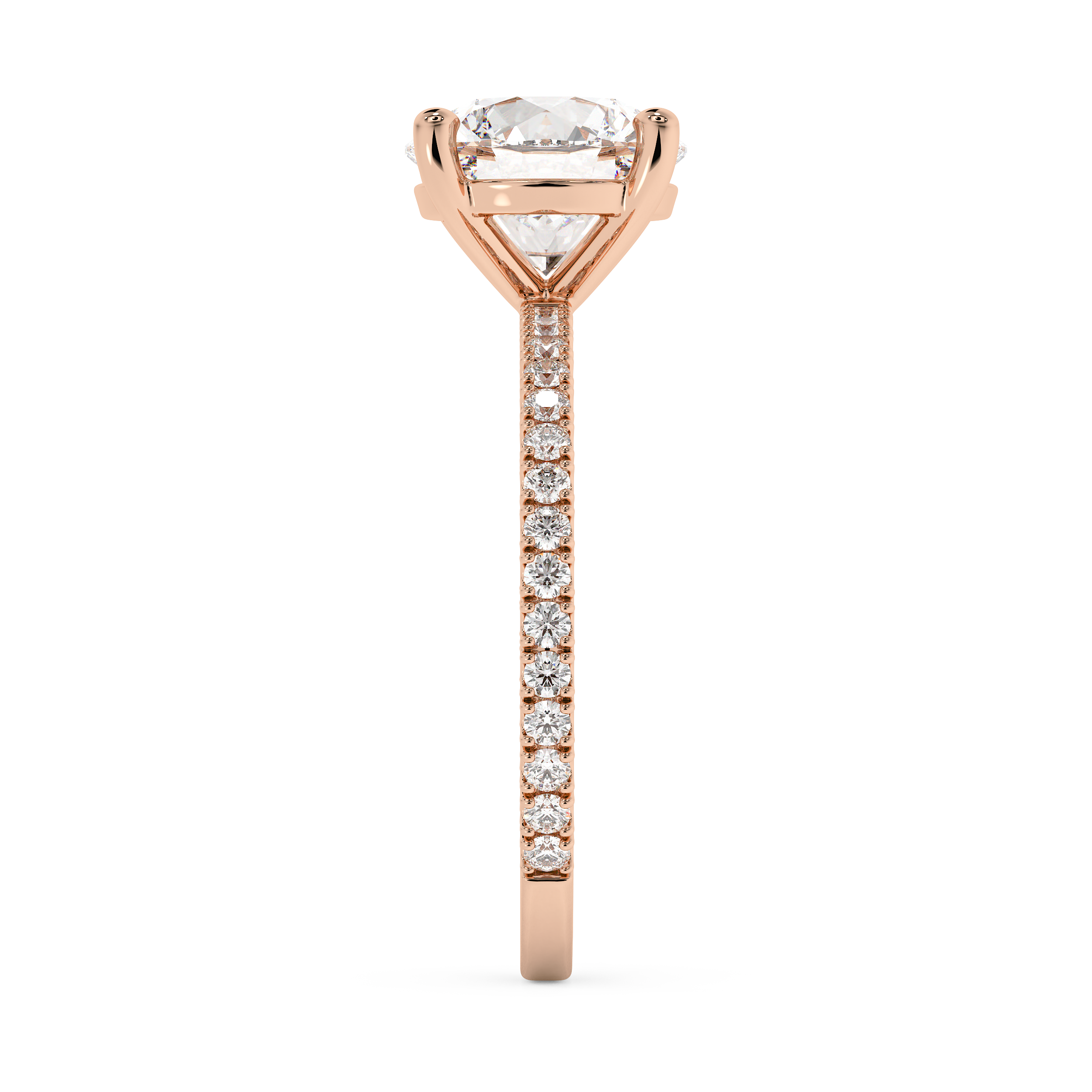 Round Pave Lab Grown Diamond Engagement Ring