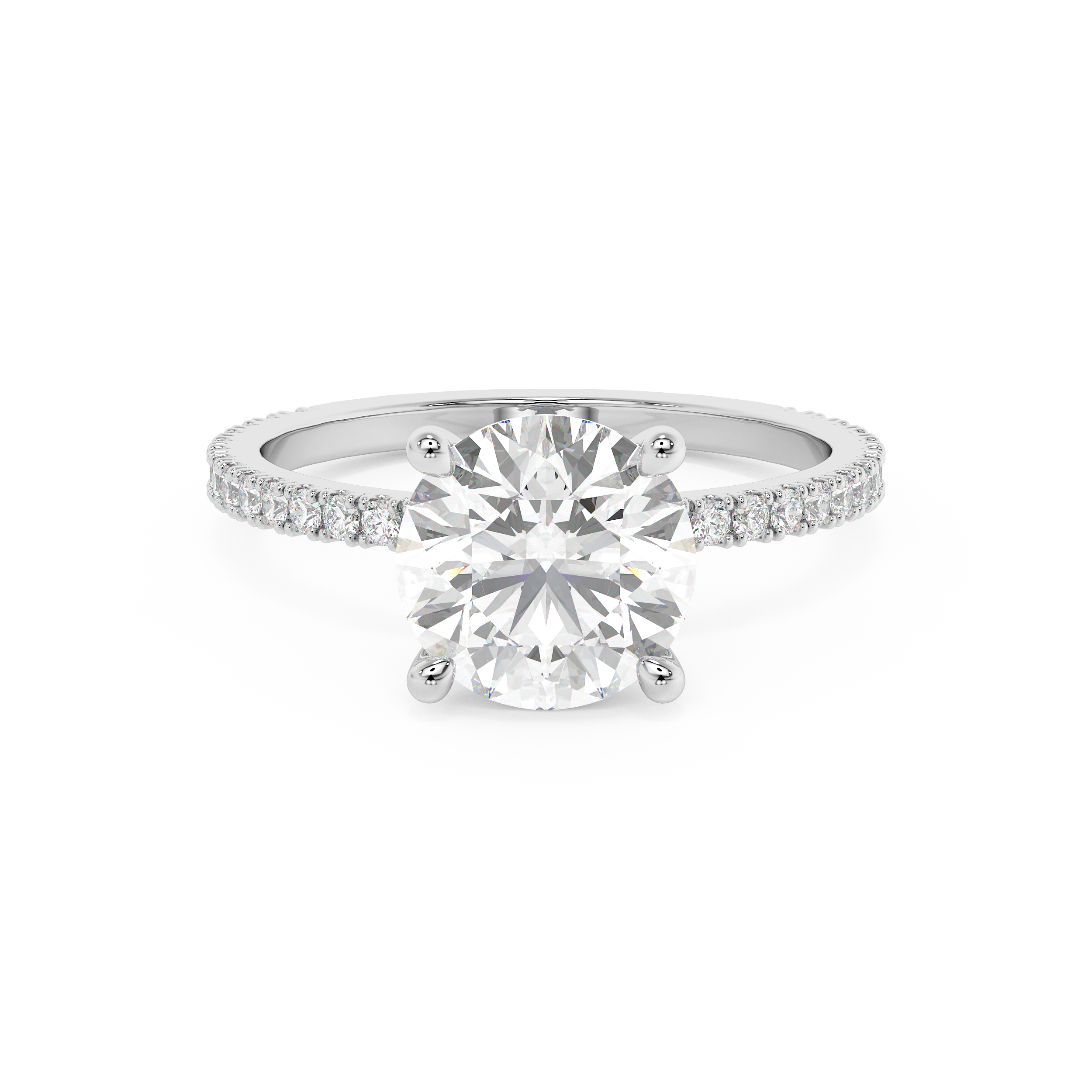 Round Pave Lab Grown Diamond Engagement Ring