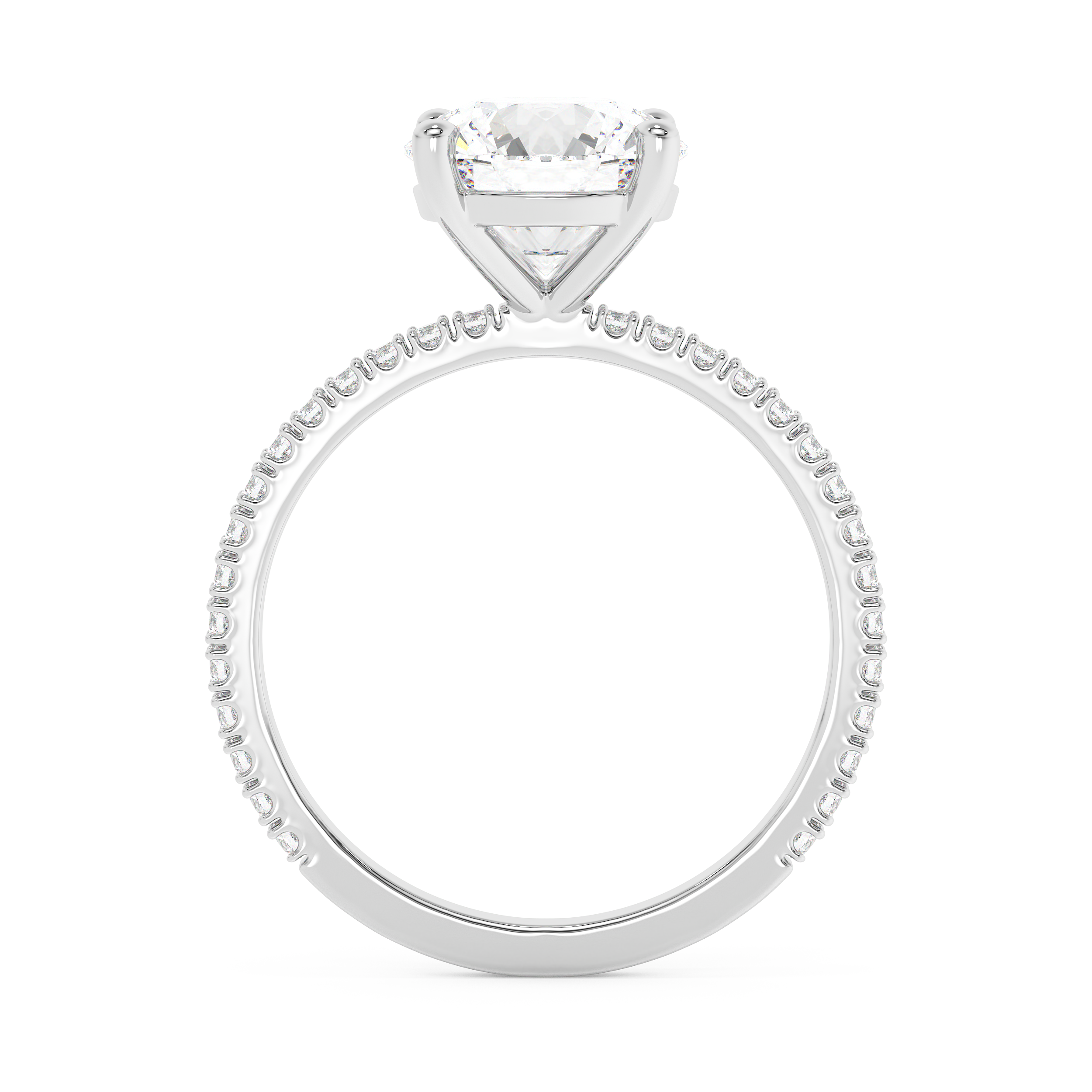 Round Pave Lab Grown Diamond Engagement Ring