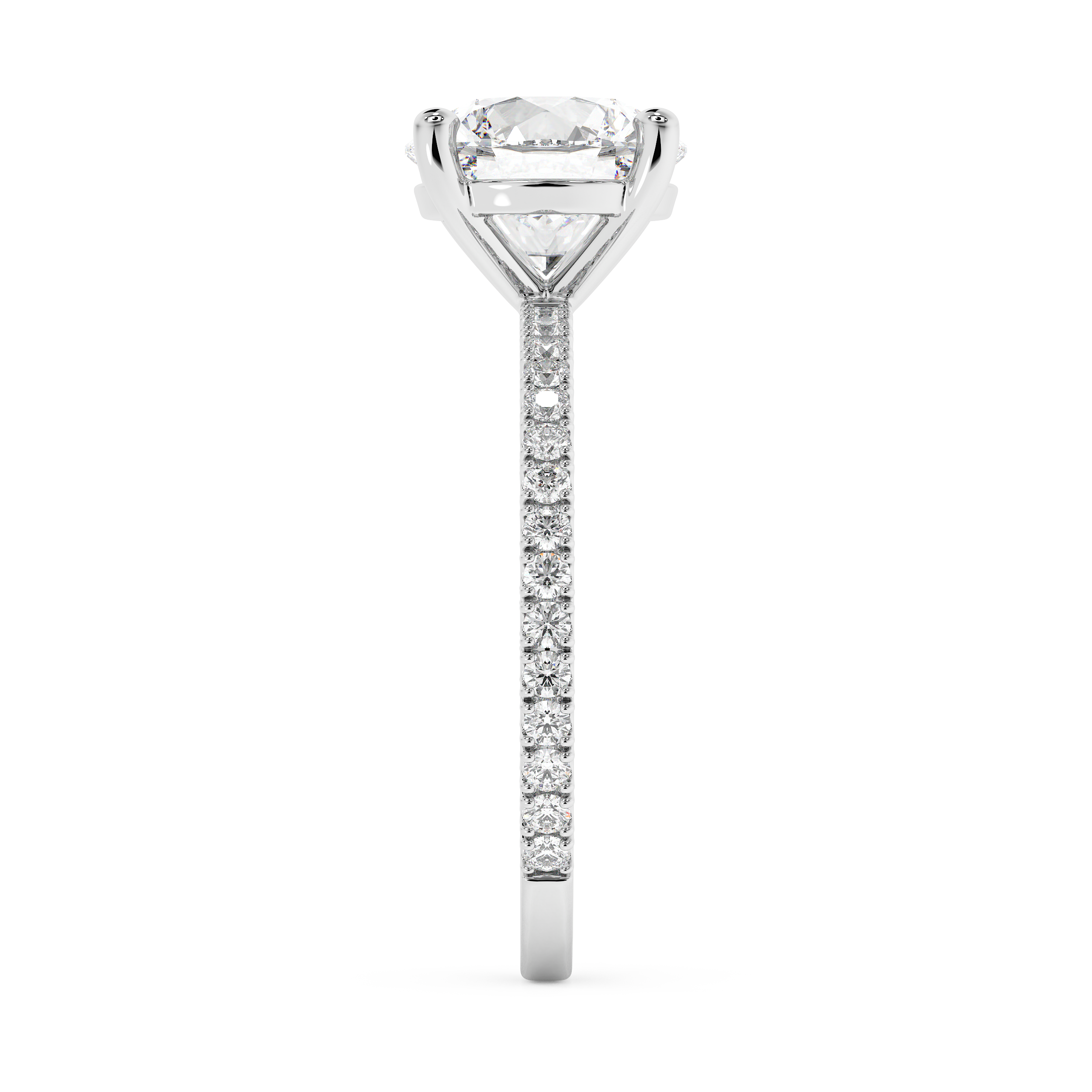 Round Pave Lab Grown Diamond Engagement Ring