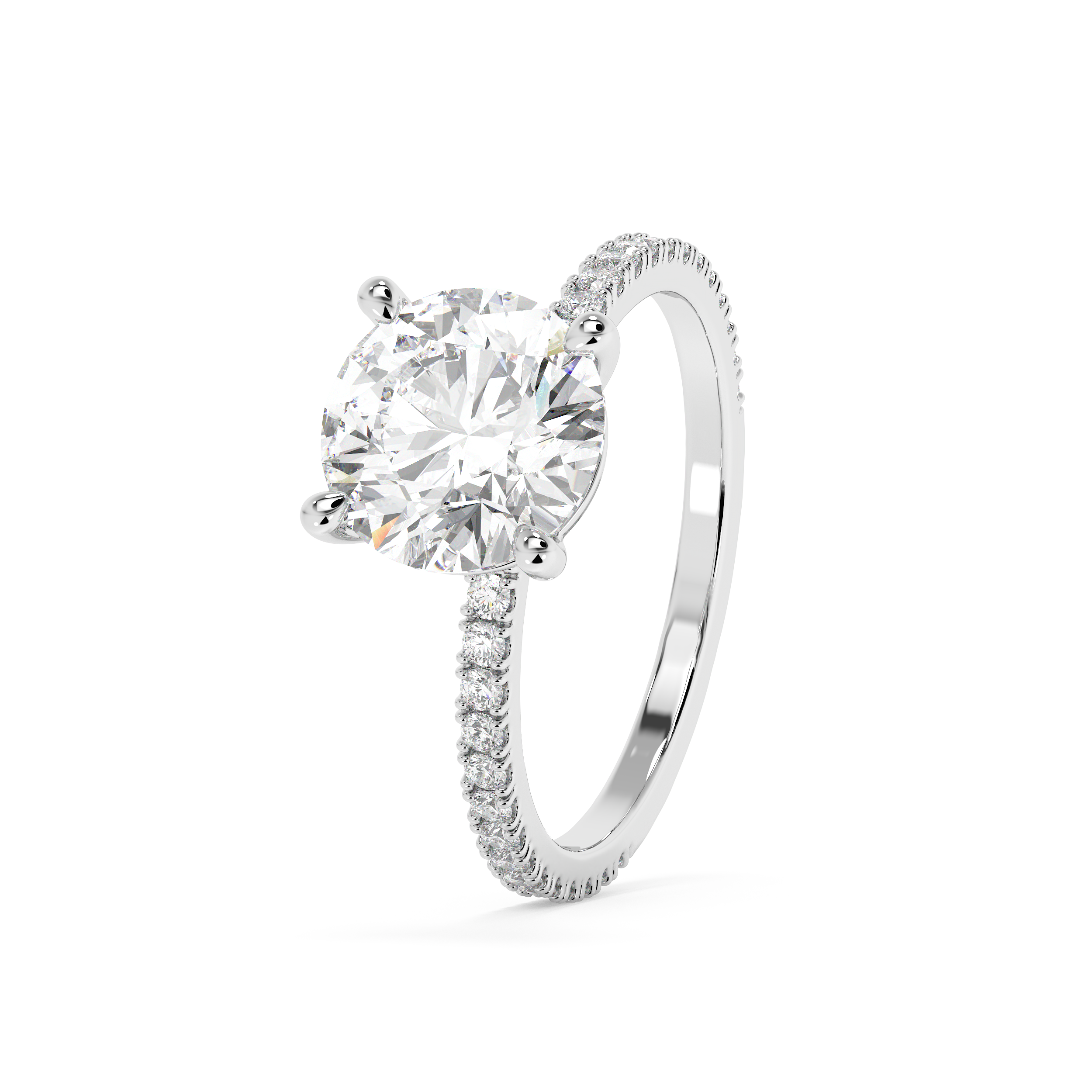 Round Pave Lab Grown Diamond Engagement Ring