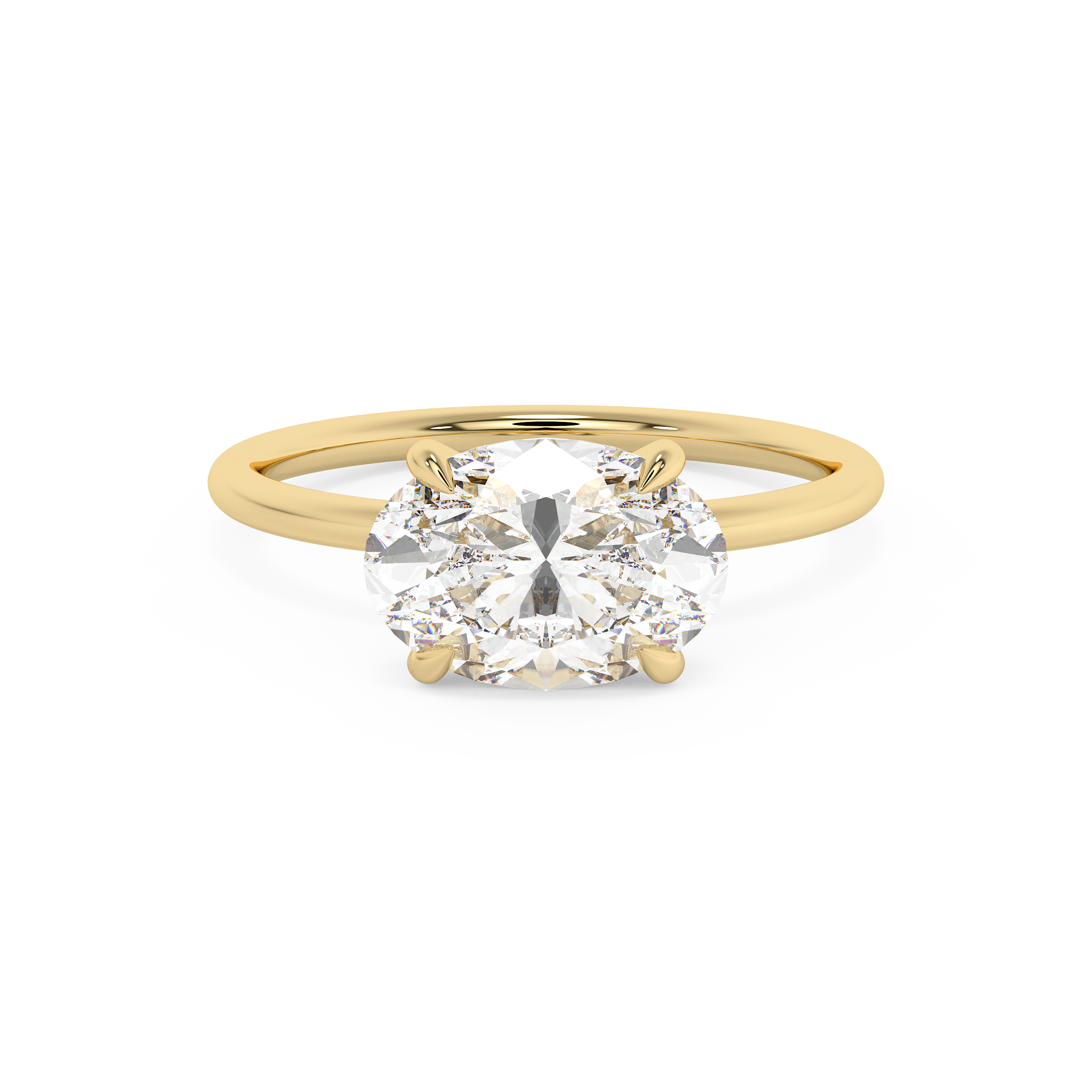 East West Oval Solitaire Lab Grown Diamond Engagement Ring
