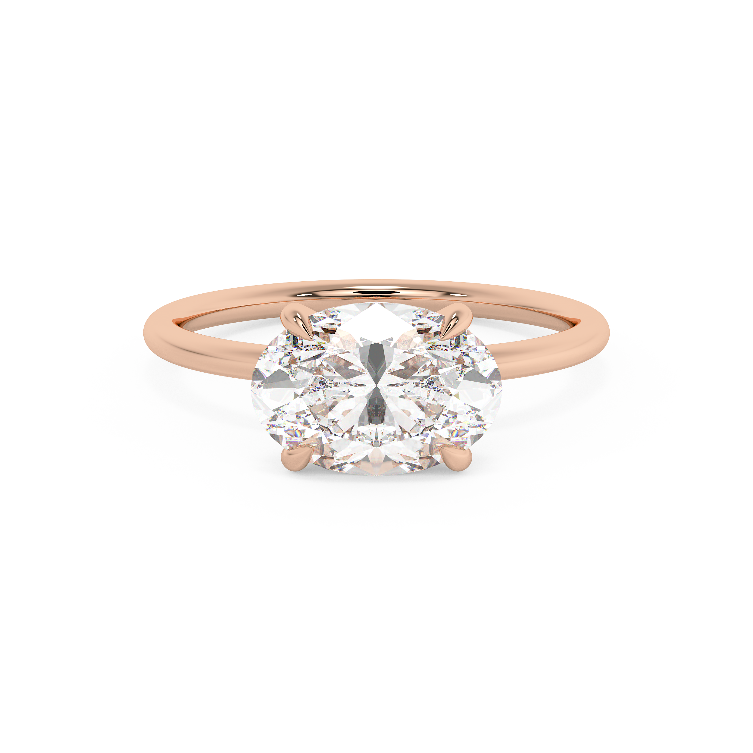 East West Oval Solitaire Lab Grown Diamond Engagement Ring