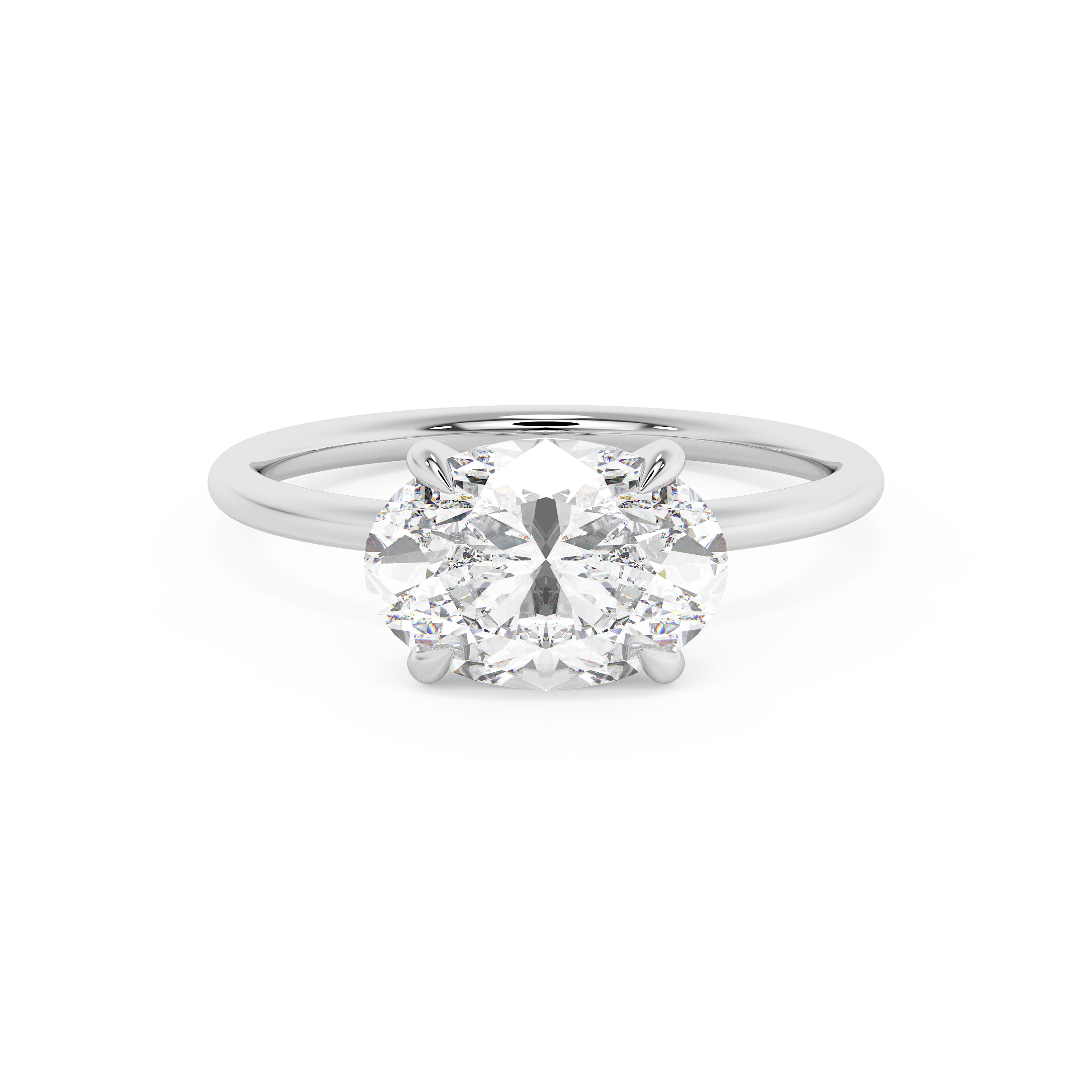 East West Oval Solitaire Lab Grown Diamond Engagement Ring