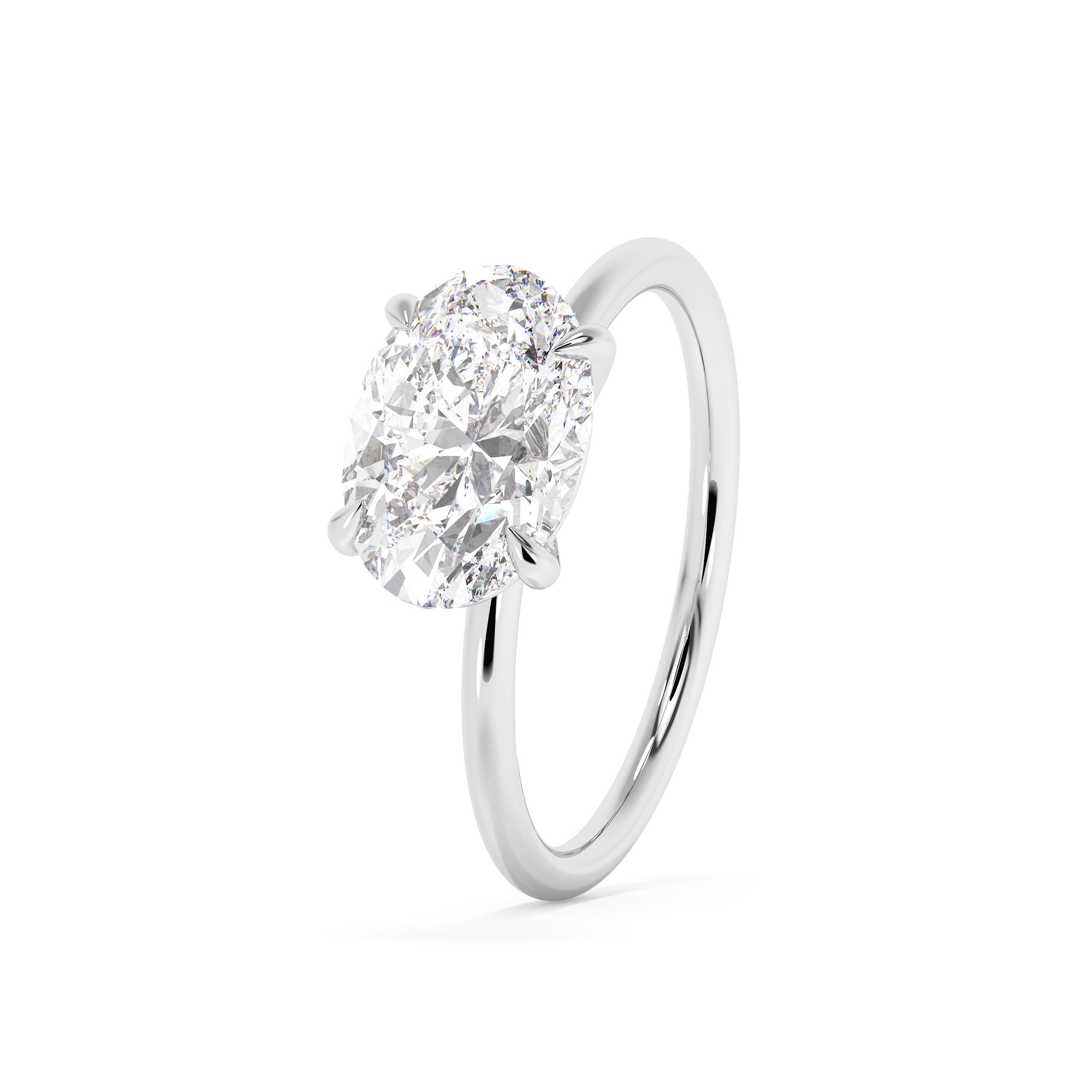 East West Oval Solitaire Lab Grown Diamond Engagement Ring