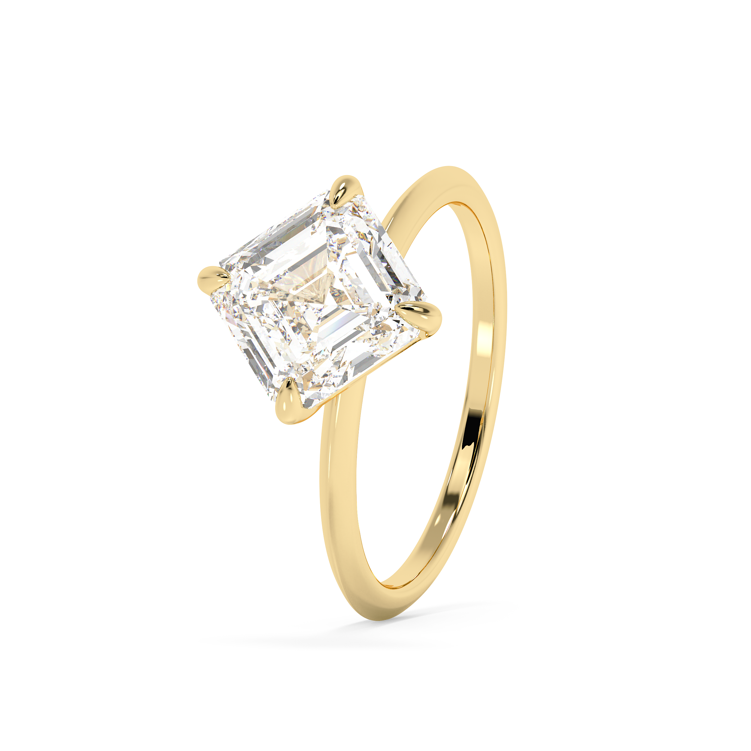 East West Asscher Solitaire Lab Grown Diamond Engagement Ring