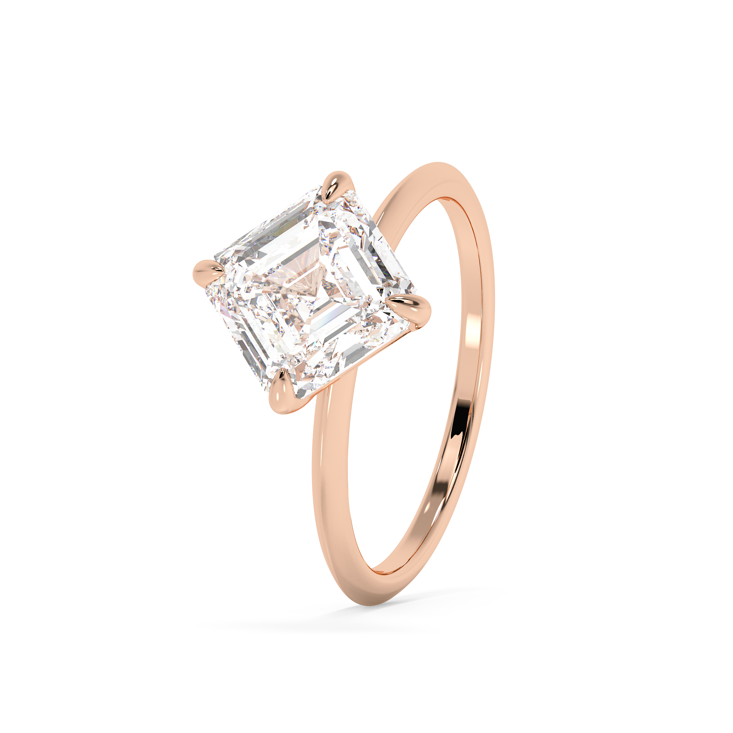 East West Asscher Solitaire Lab Grown Diamond Engagement Ring
