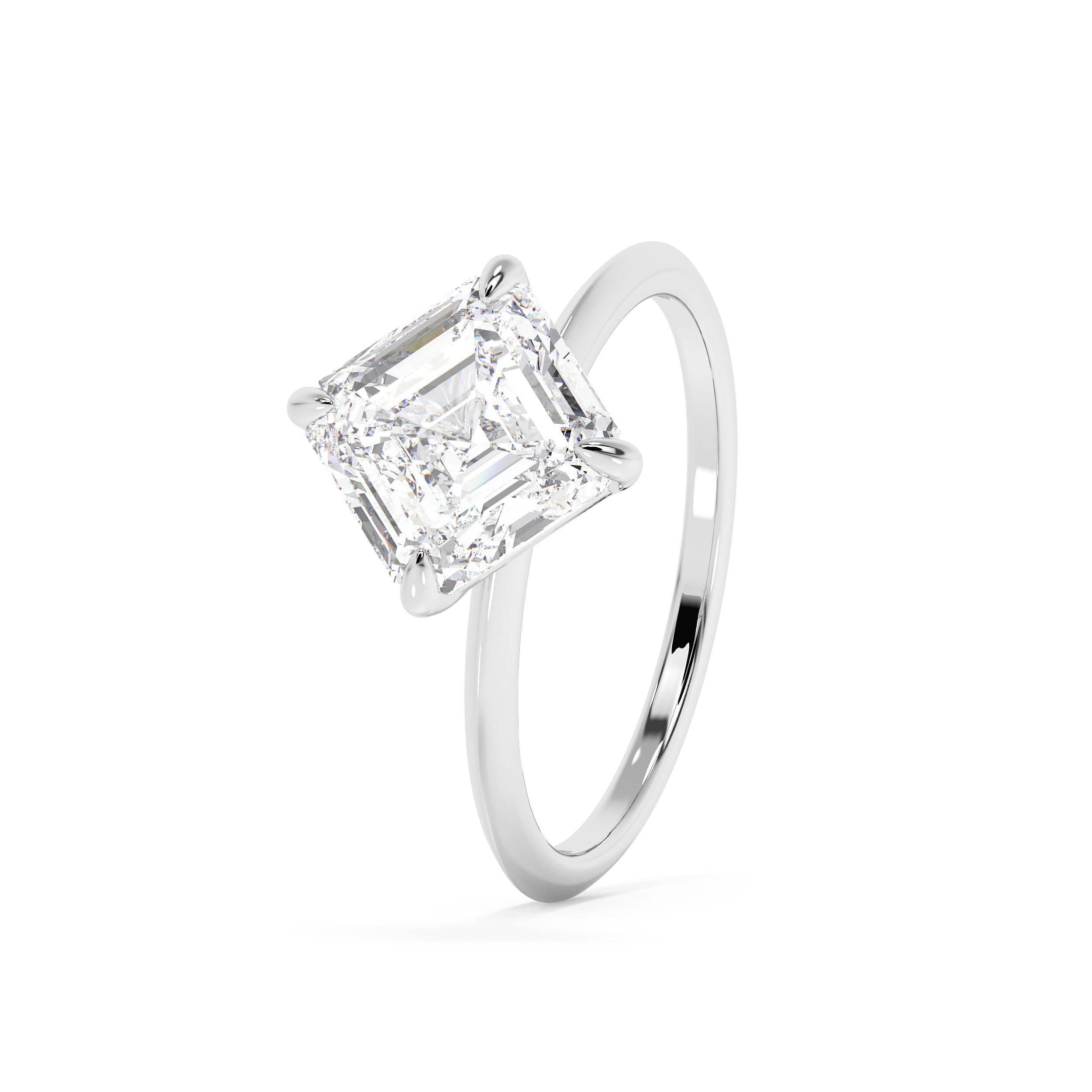 East West Asscher Solitaire Lab Grown Diamond Engagement Ring