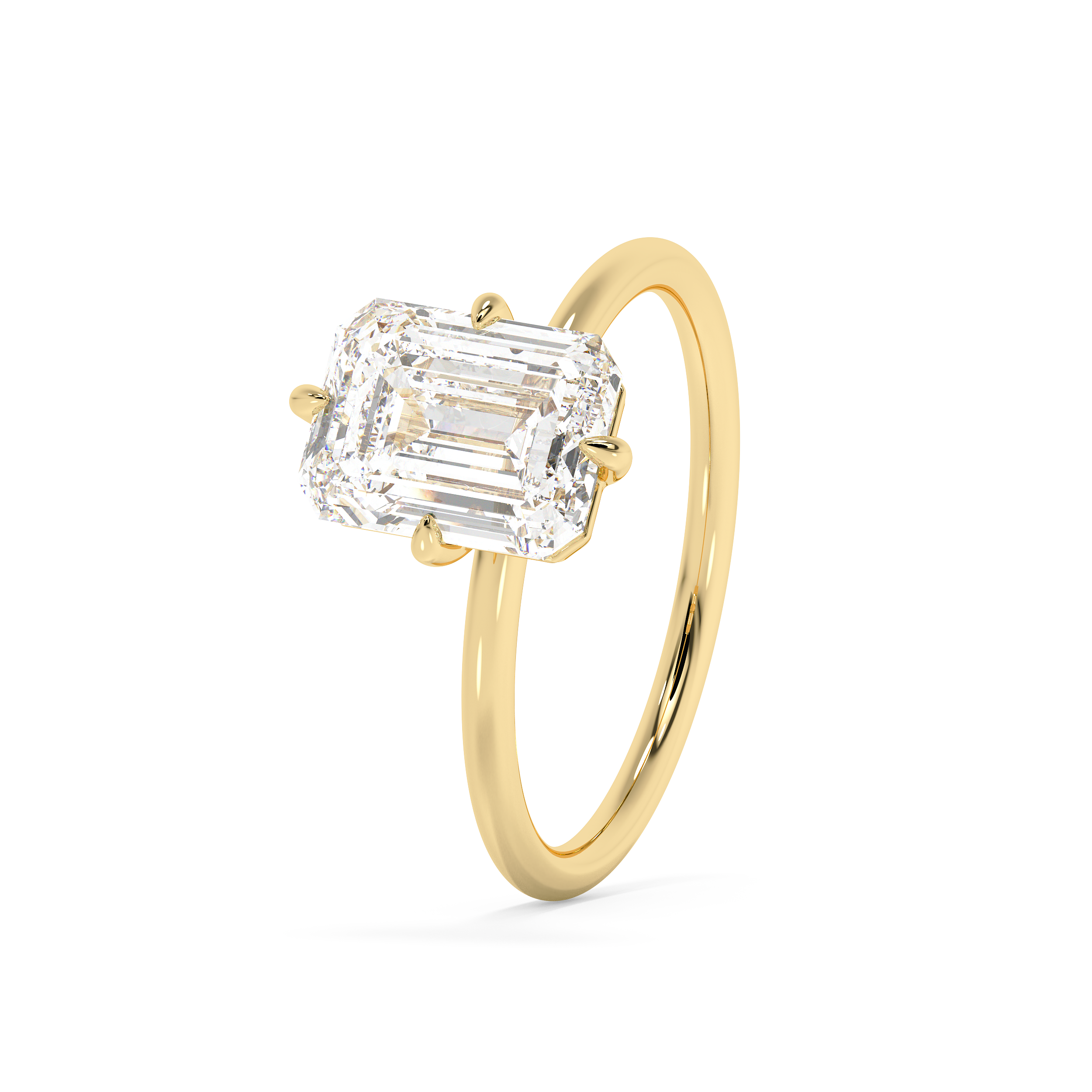 Emerald Solitaire Lab Grown Diamond Engagement Ring
