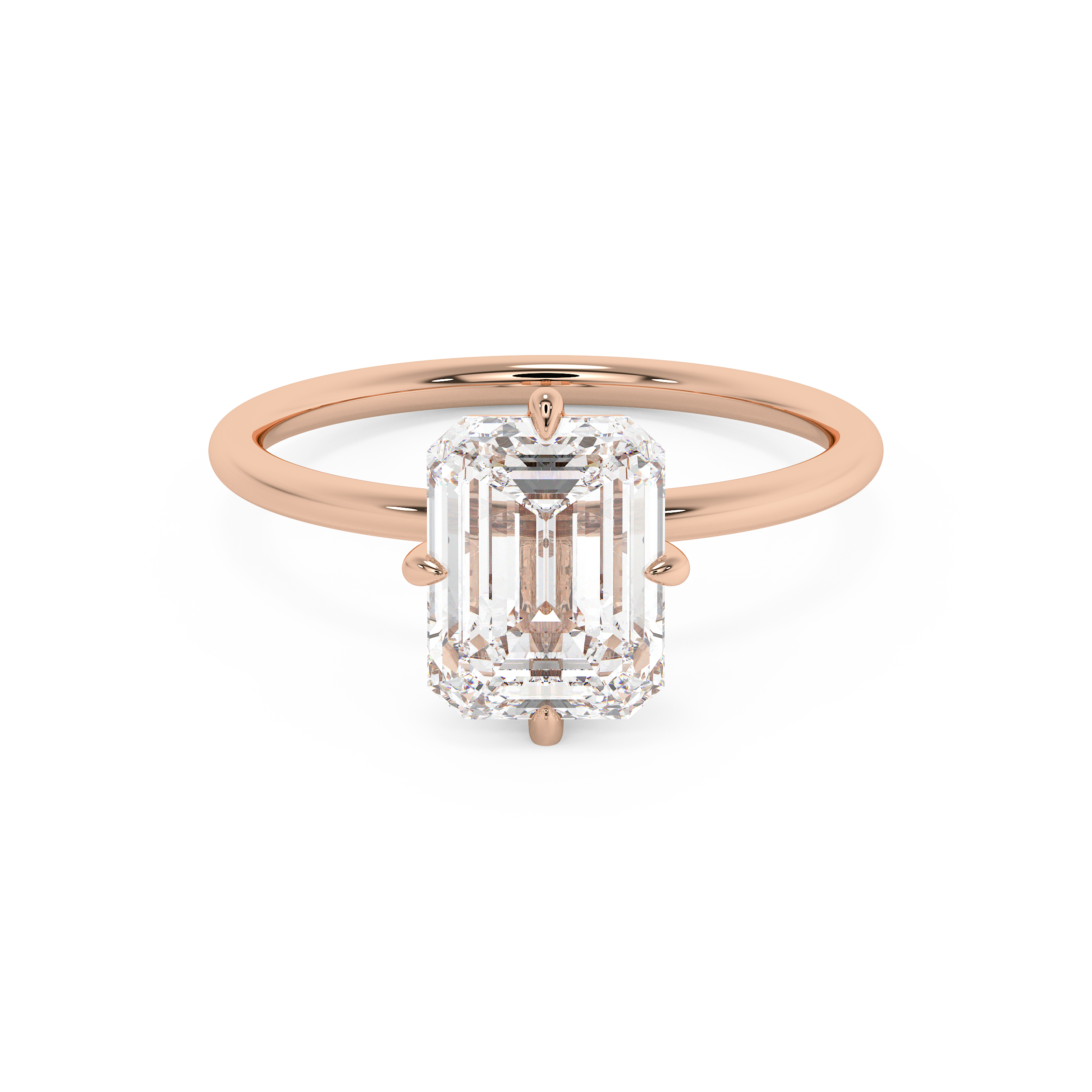Emerald Solitaire Lab Grown Diamond Engagement Ring