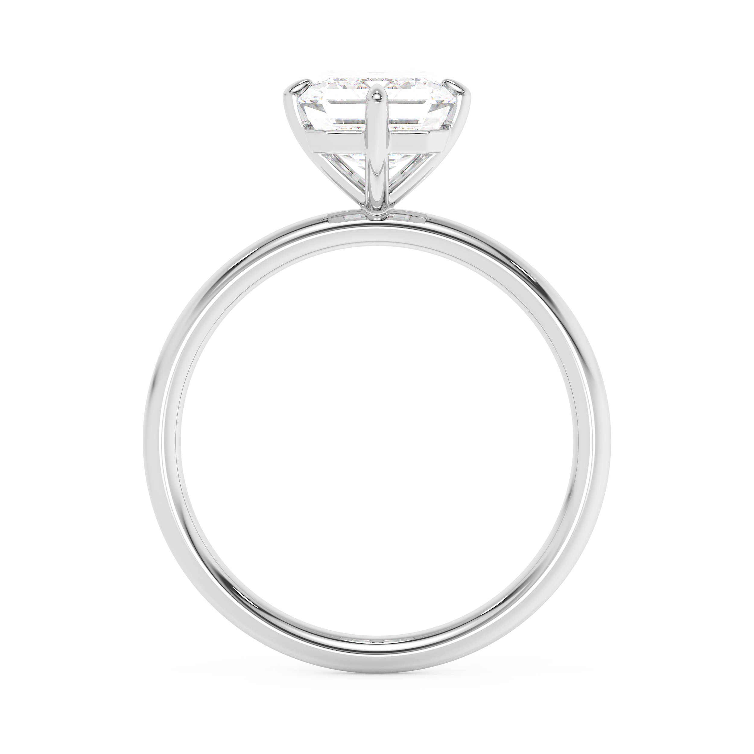 Emerald Solitaire Lab Grown Diamond Engagement Ring