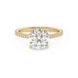 Round Hidden Halo & Pave Cathedral Lab Grown Diamond Engagement Ring