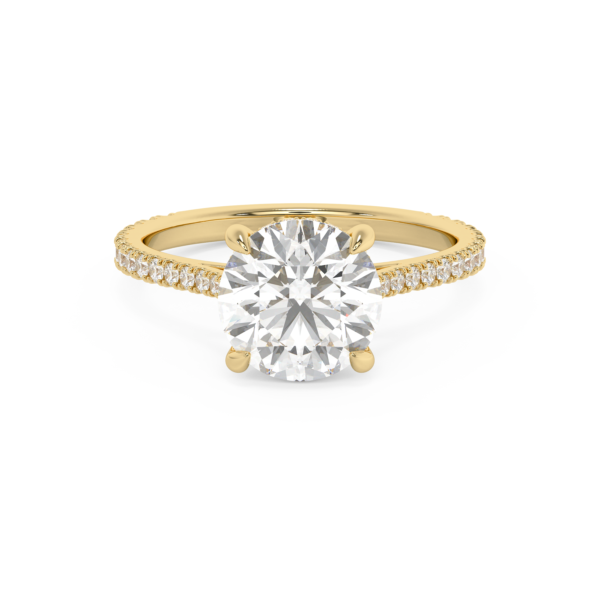 Round Hidden Halo & Pave Cathedral Lab Grown Diamond Engagement Ring