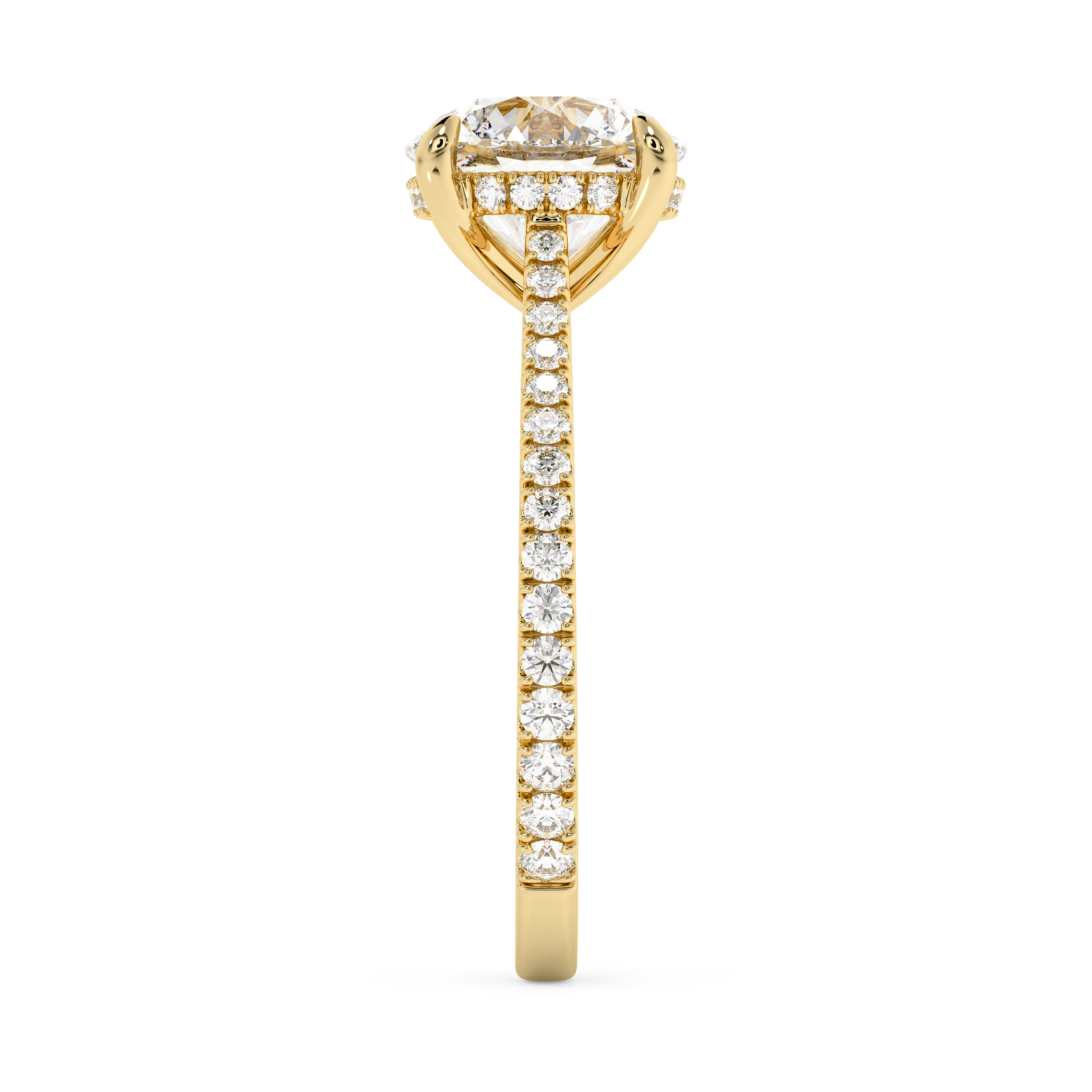 Round Hidden Halo & Pave Cathedral Lab Grown Diamond Engagement Ring