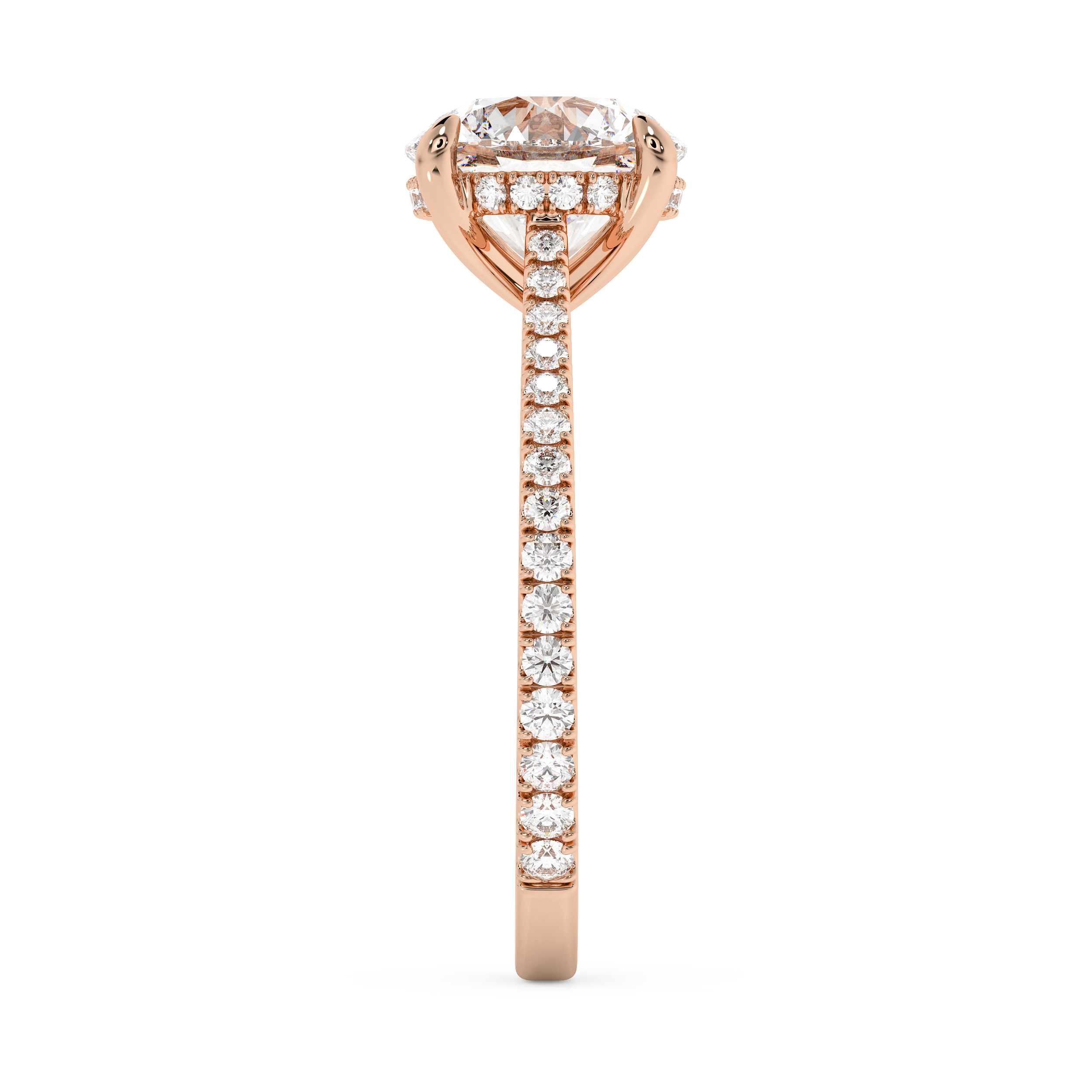 Round Hidden Halo & Pave Cathedral Lab Grown Diamond Engagement Ring