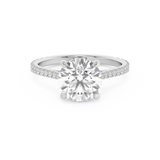 Round Hidden Halo & Pave Cathedral Lab Grown Diamond Engagement Ring