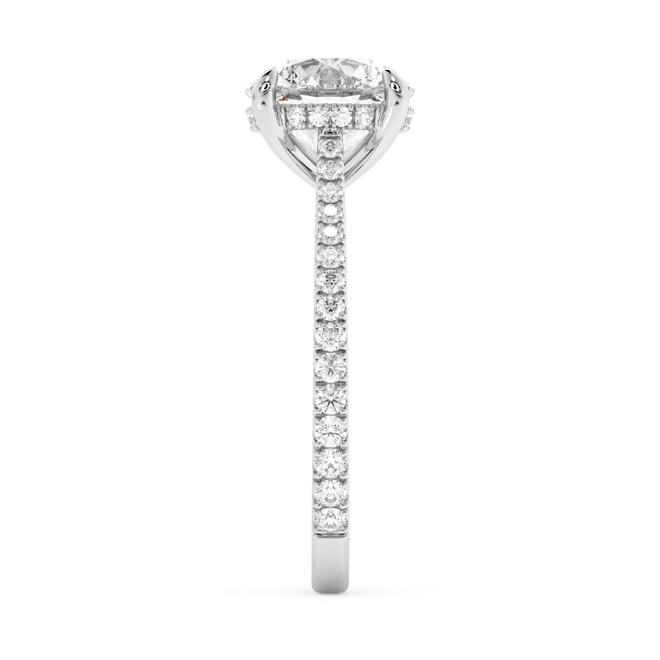 Round Hidden Halo & Pave Cathedral Lab Grown Diamond Engagement Ring