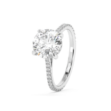 Round Hidden Halo & Pave Cathedral Lab Grown Diamond Engagement Ring