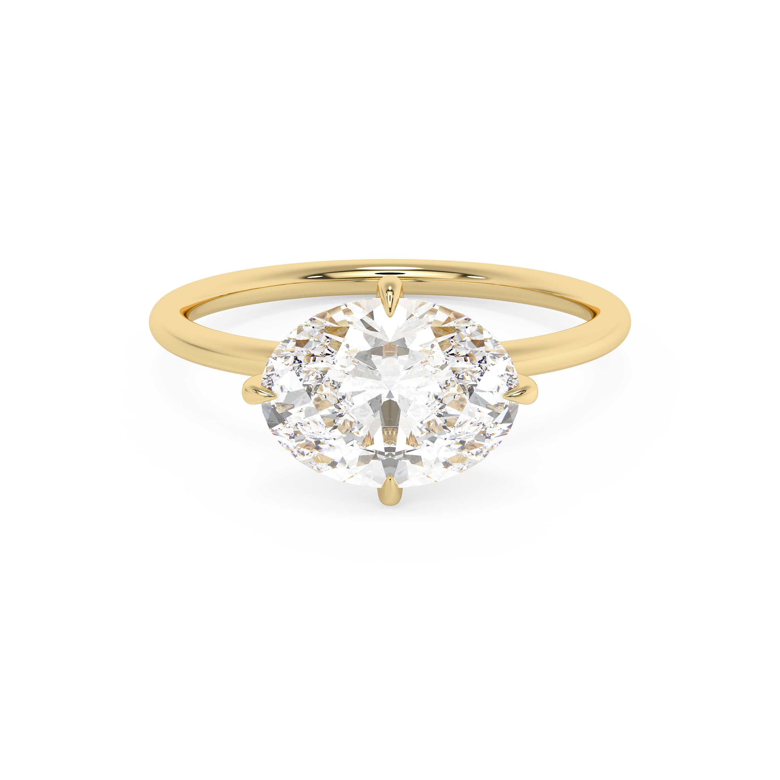 East West Oval Hidden Halo Lab Grown Diamond Engagement Ring