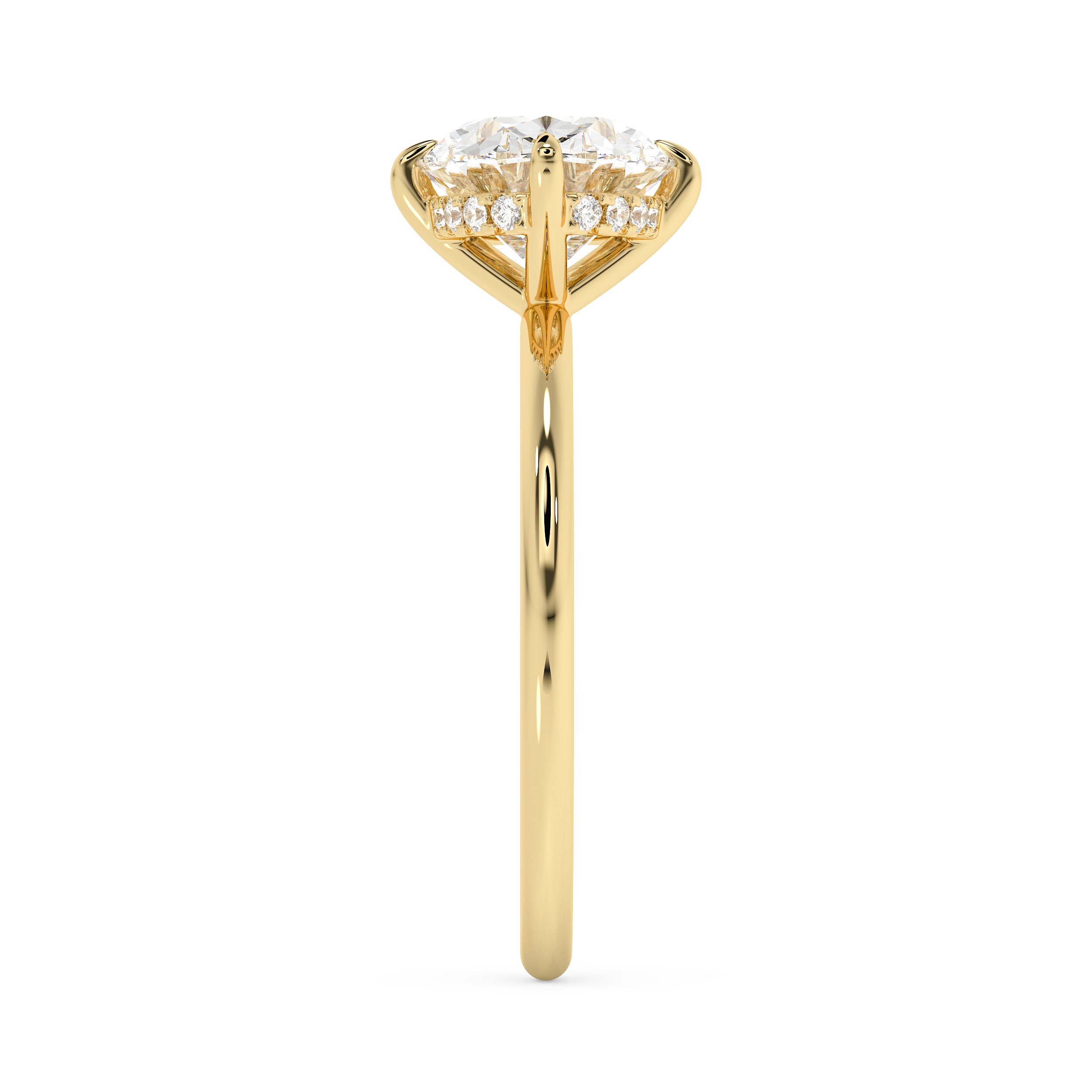 East West Oval Hidden Halo Lab Grown Diamond Engagement Ring