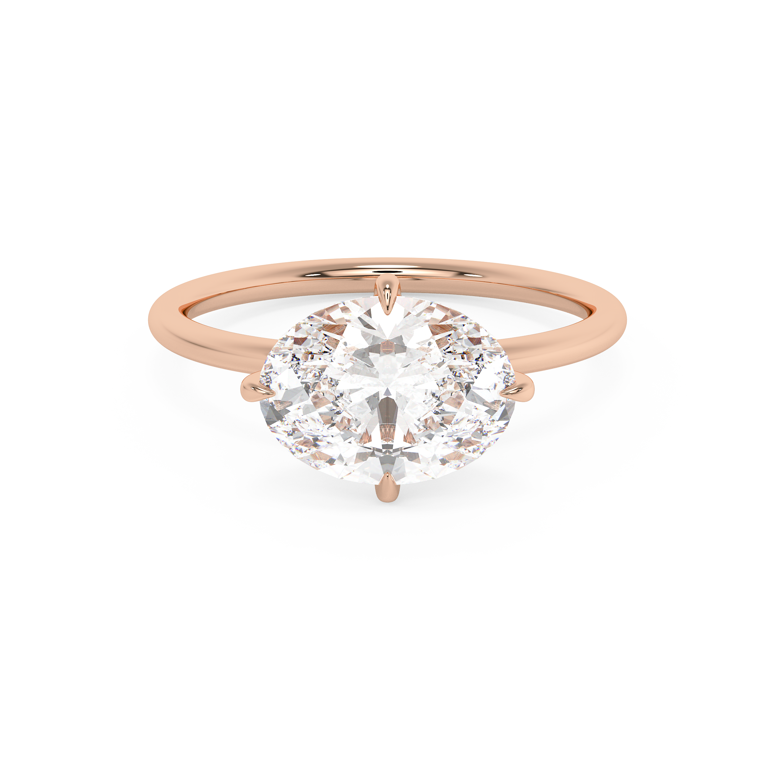 East West Oval Hidden Halo Lab Grown Diamond Engagement Ring
