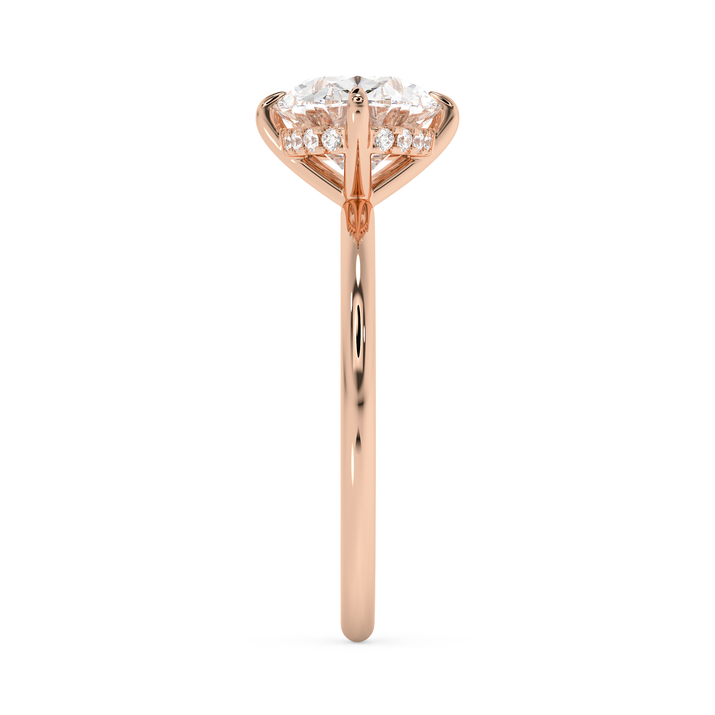 East West Oval Hidden Halo Lab Grown Diamond Engagement Ring