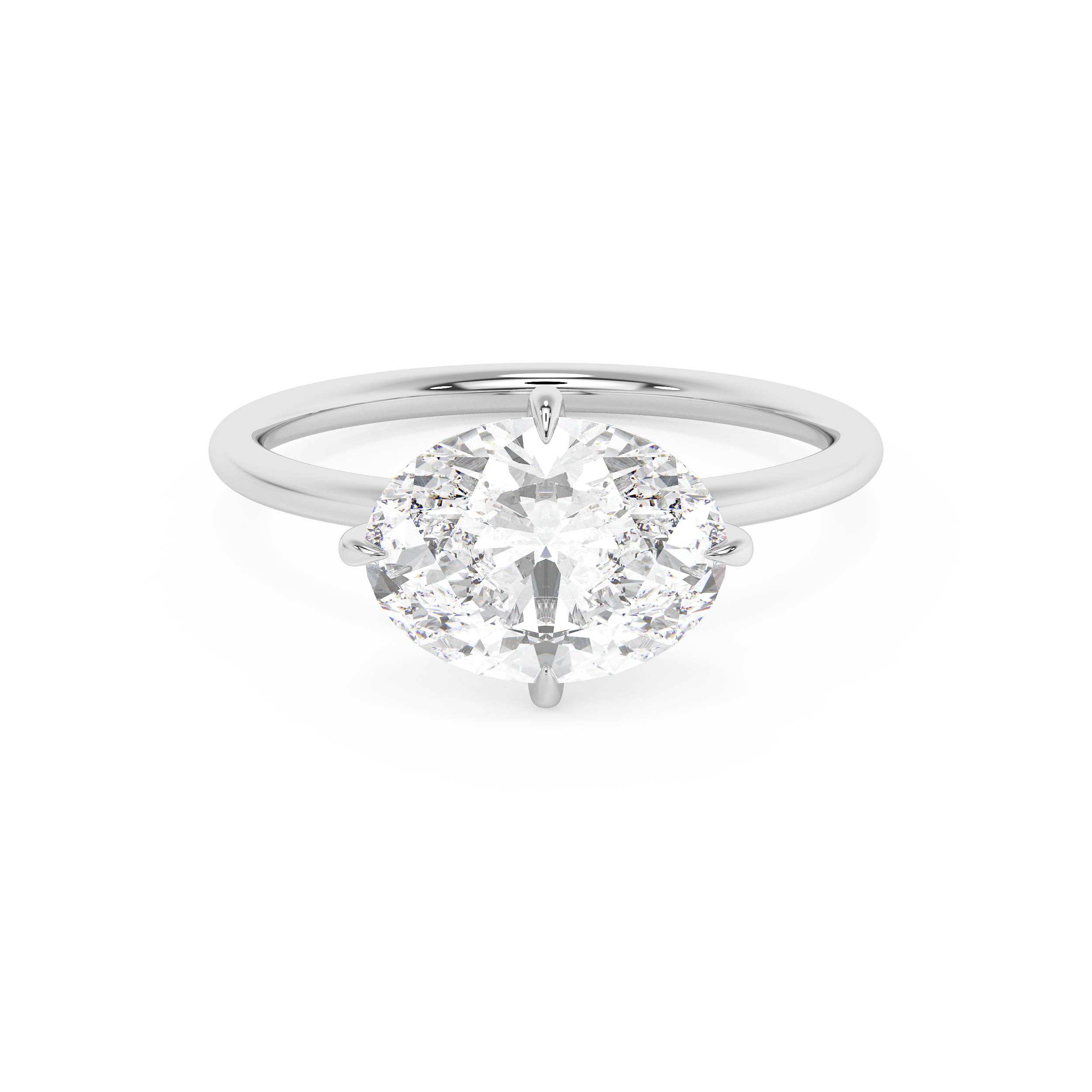 East West Oval Hidden Halo Lab Grown Diamond Engagement Ring