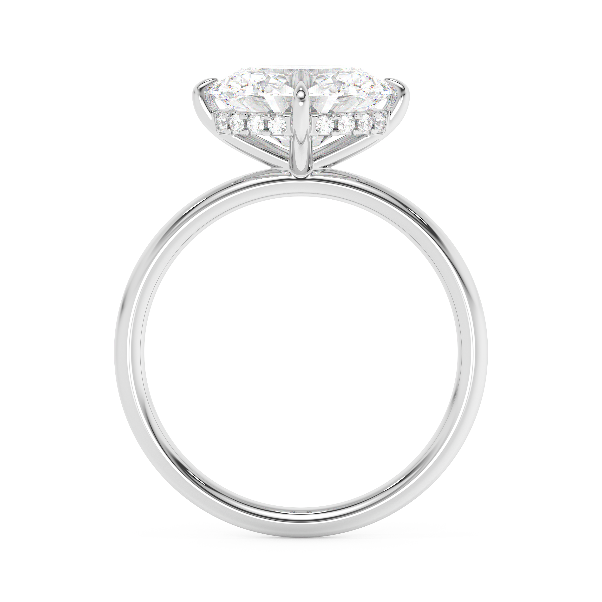 East West Oval Hidden Halo Lab Grown Diamond Engagement Ring