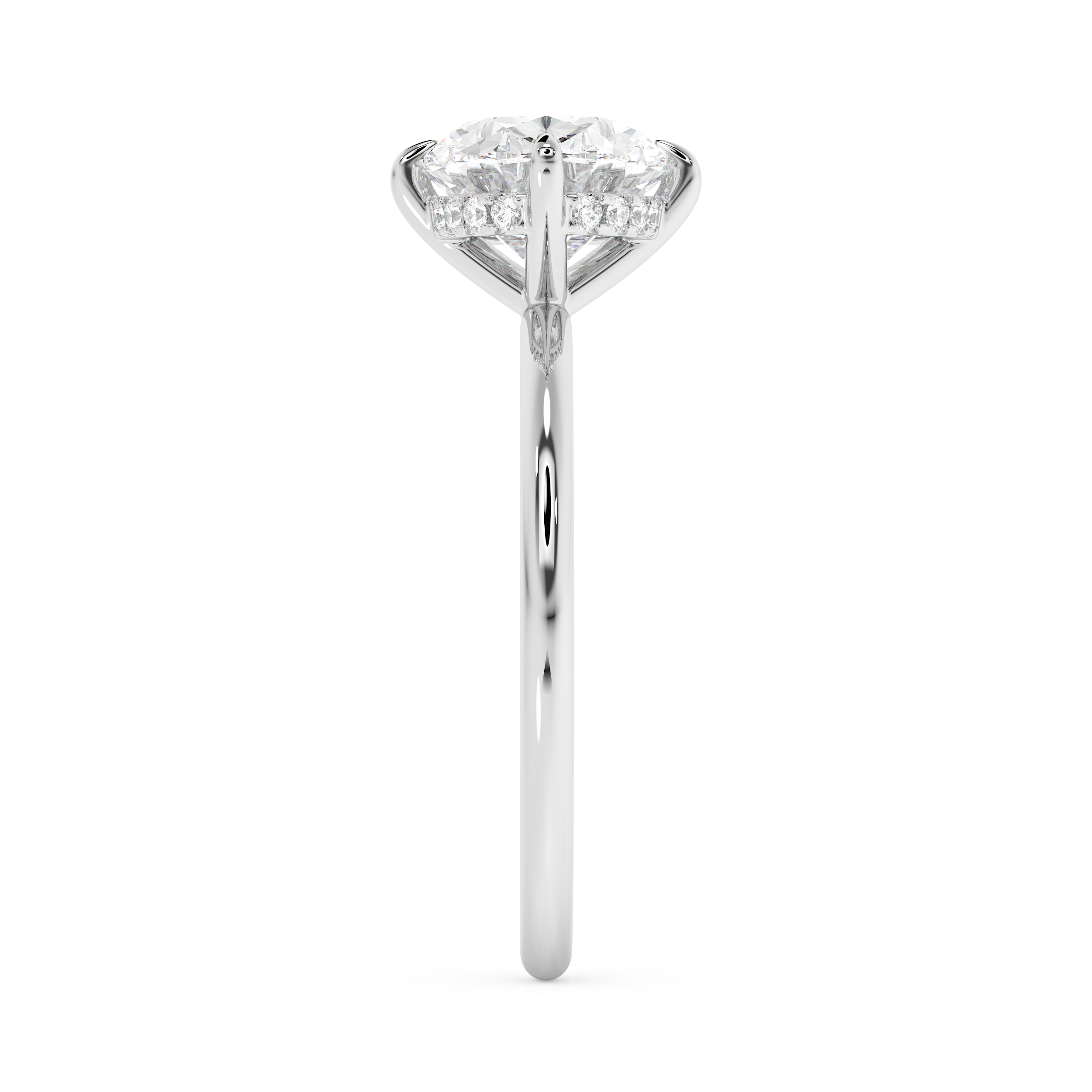 East West Oval Hidden Halo Lab Grown Diamond Engagement Ring