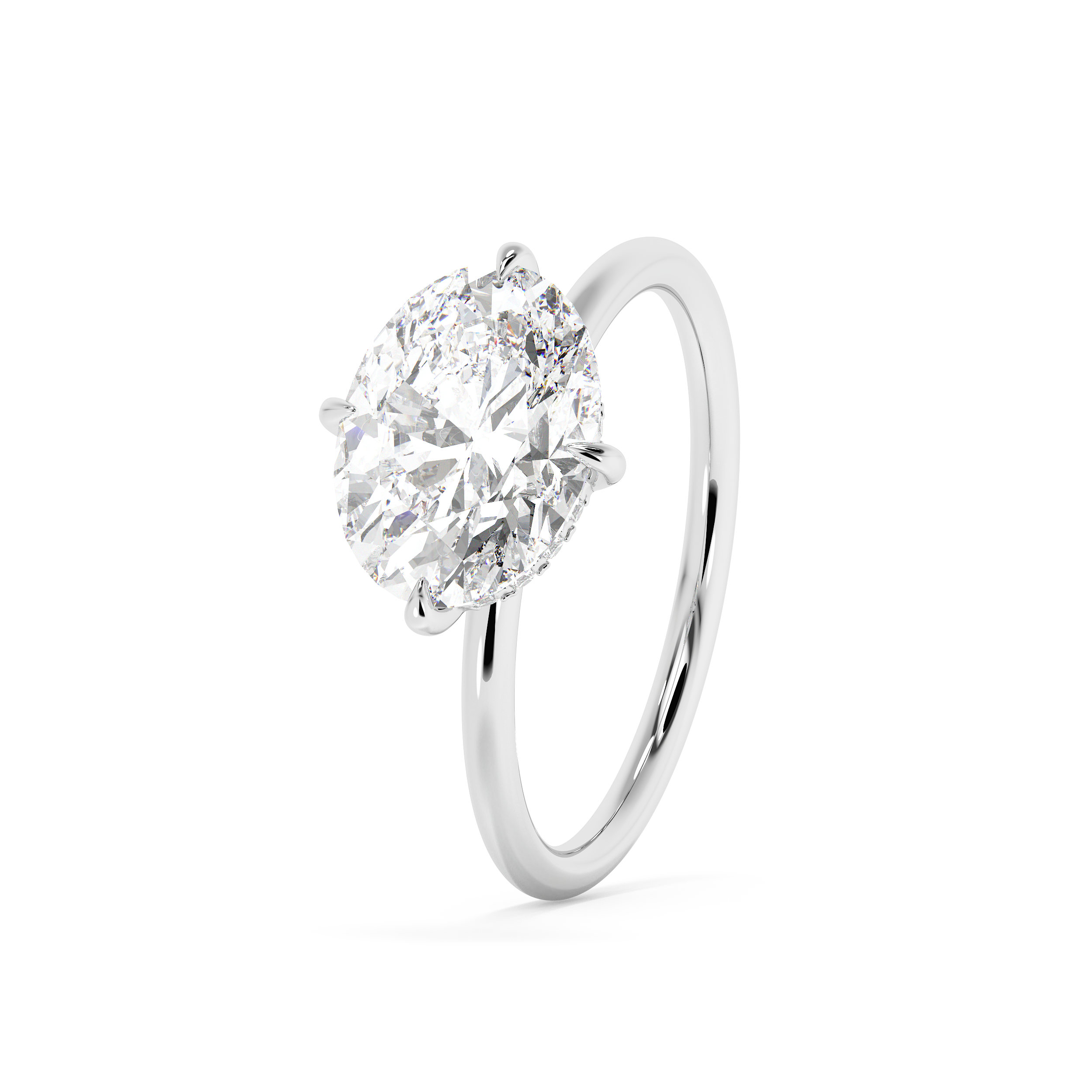 East West Oval Hidden Halo Lab Grown Diamond Engagement Ring