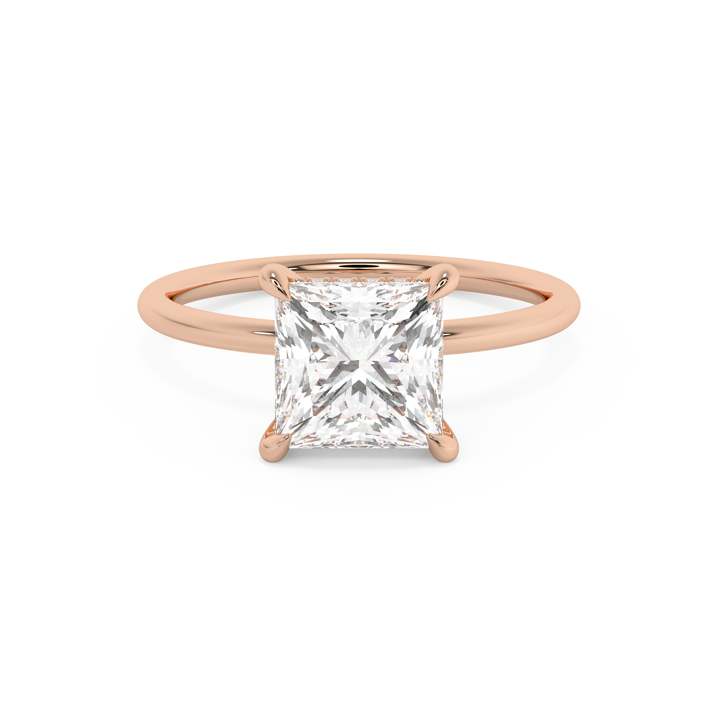 Princess Hidden Halo Lab Grown Diamond Engagement Ring