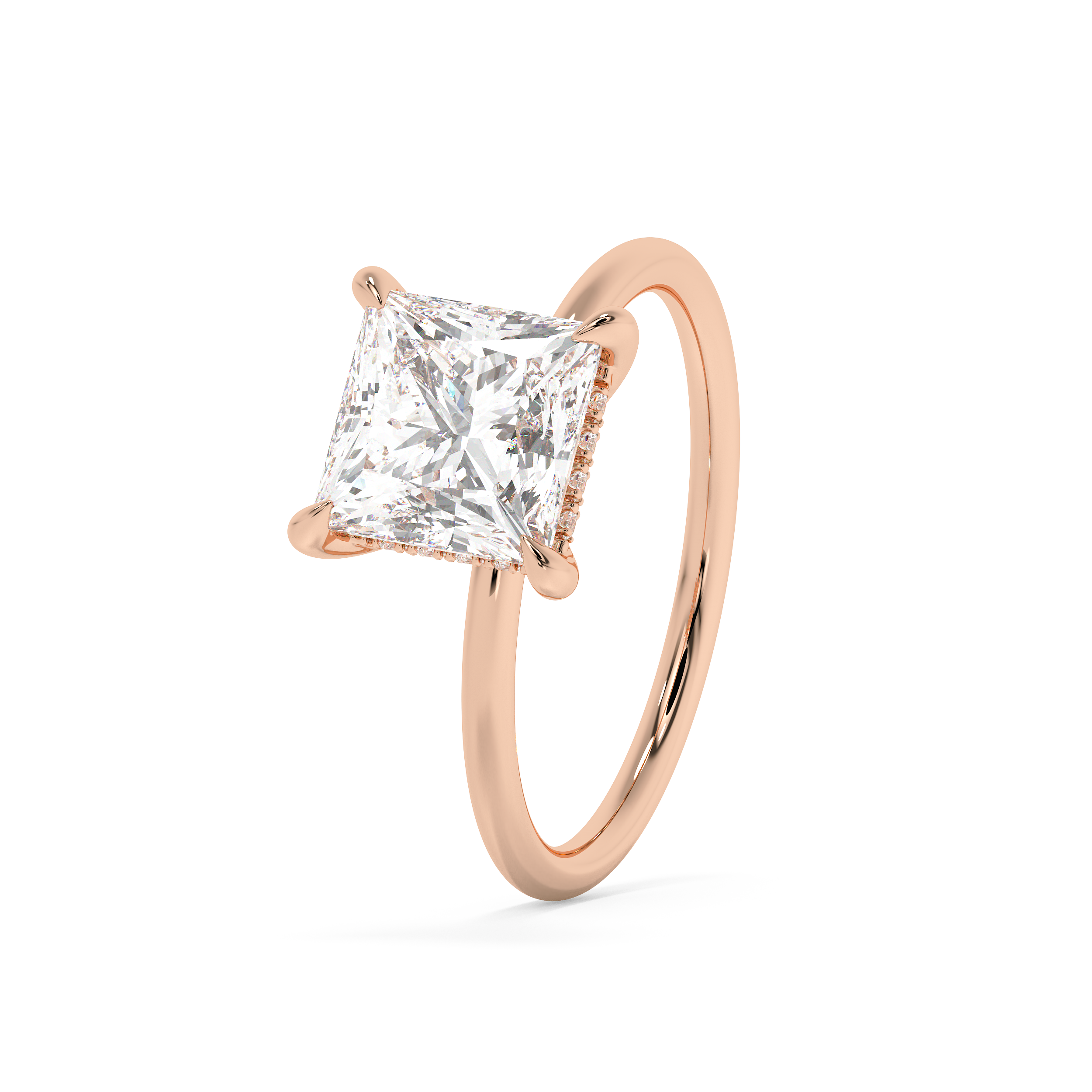 Princess Hidden Halo Lab Grown Diamond Engagement Ring