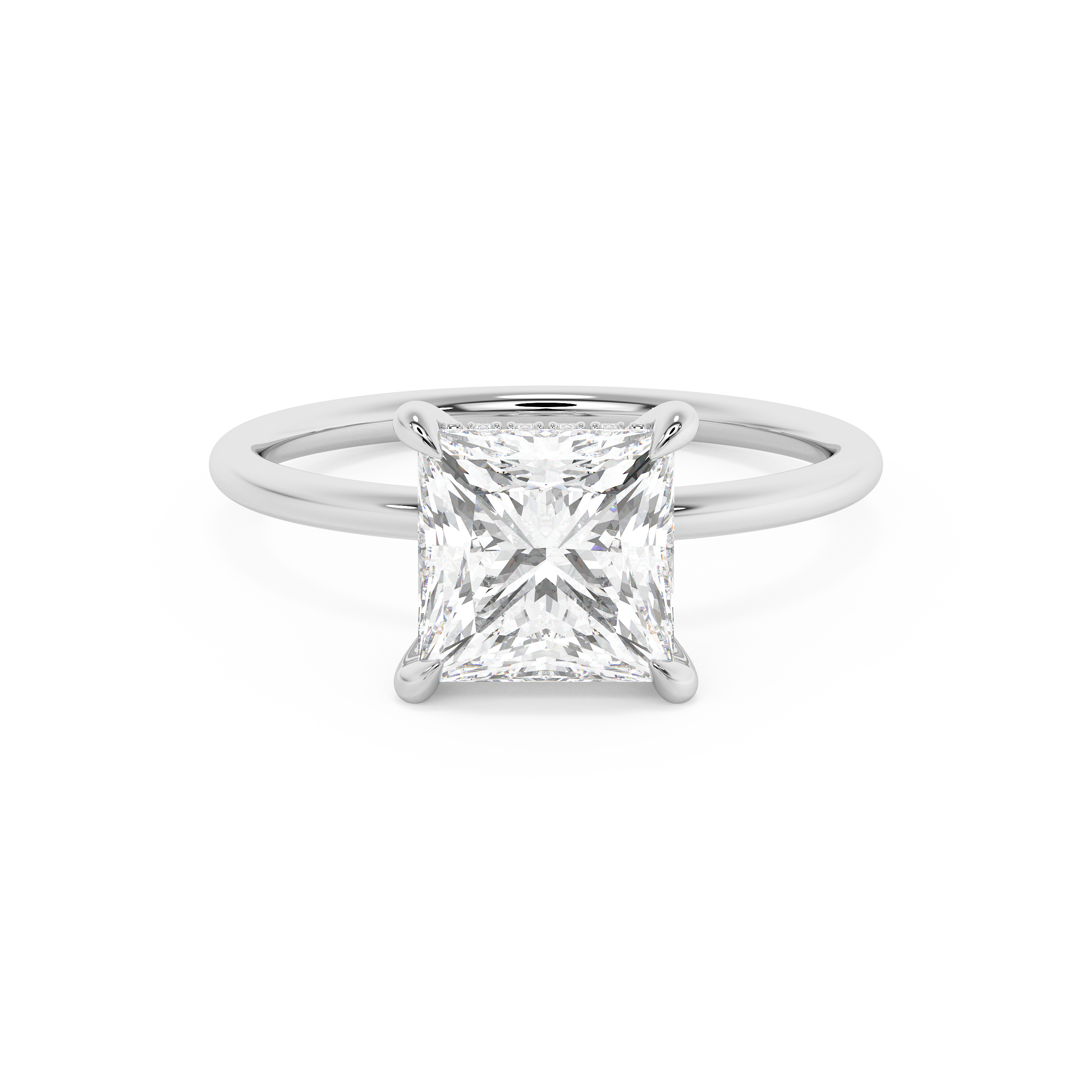 Princess Hidden Halo Lab Grown Diamond Engagement Ring